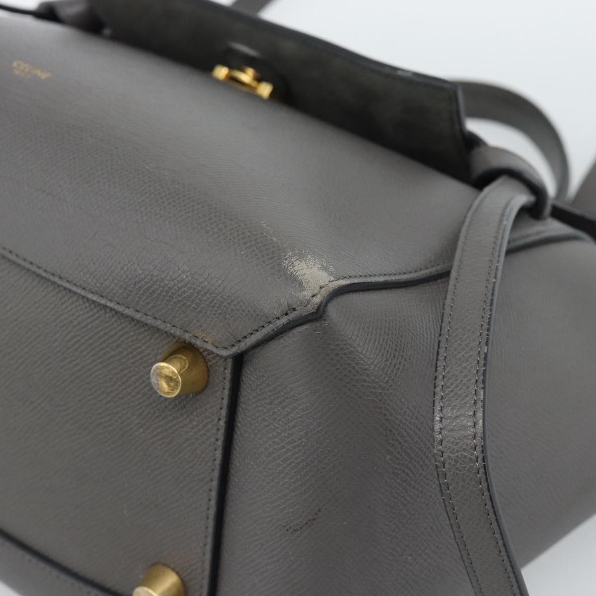 CELINE Micro Belt Hand Bag Leather 2way Gray Gold Auth ka4768V - Jerrillo image 9