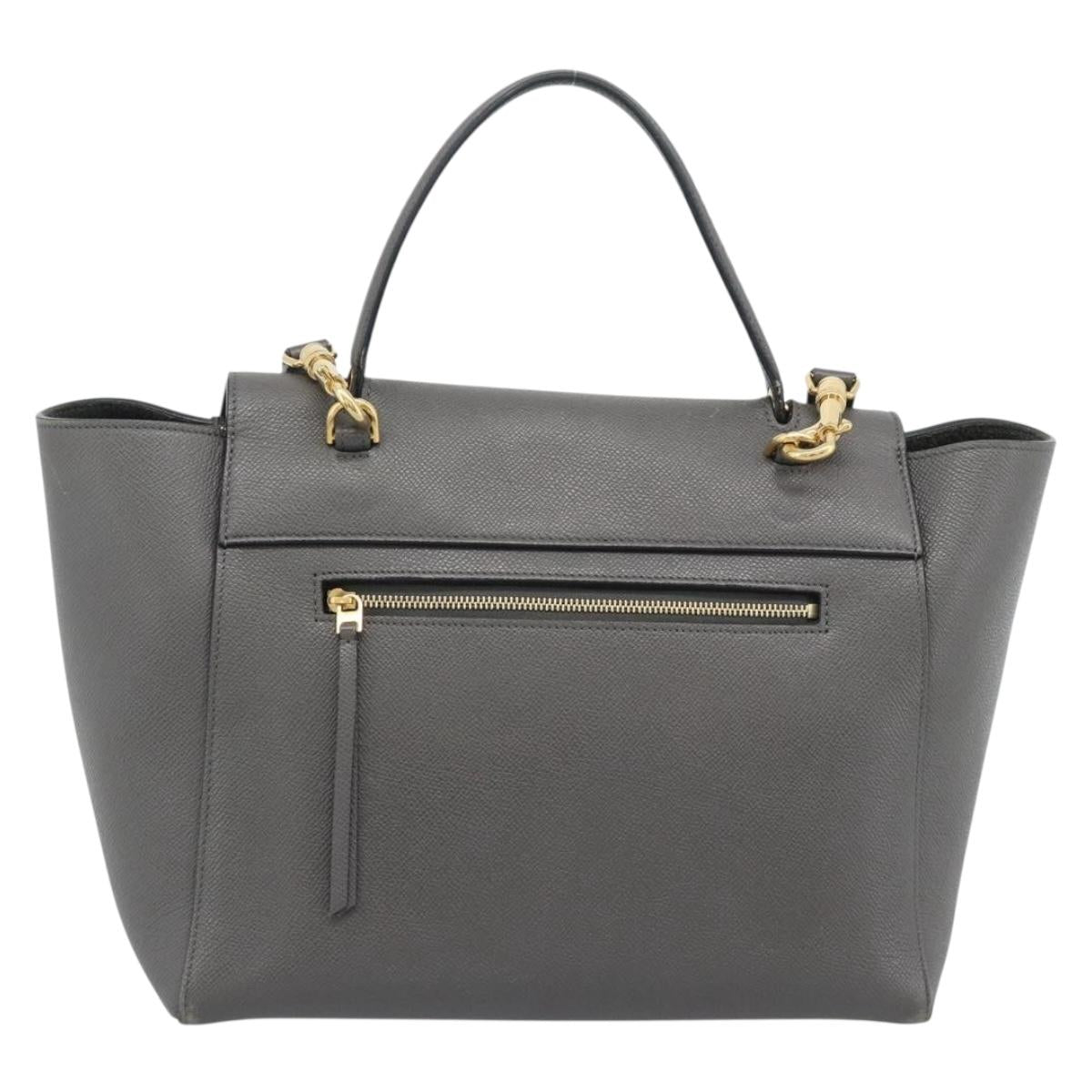 CELINE Micro Belt Hand Bag Leather 2way Gray Gold Auth ka4768V - Jerrillo image 2