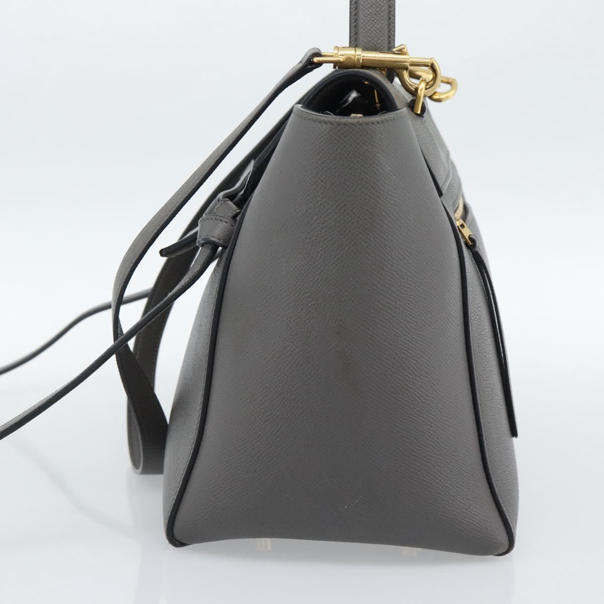 CELINE Micro Belt Hand Bag Leather 2way Gray Gold Auth ka4768V - Jerrillo image 4