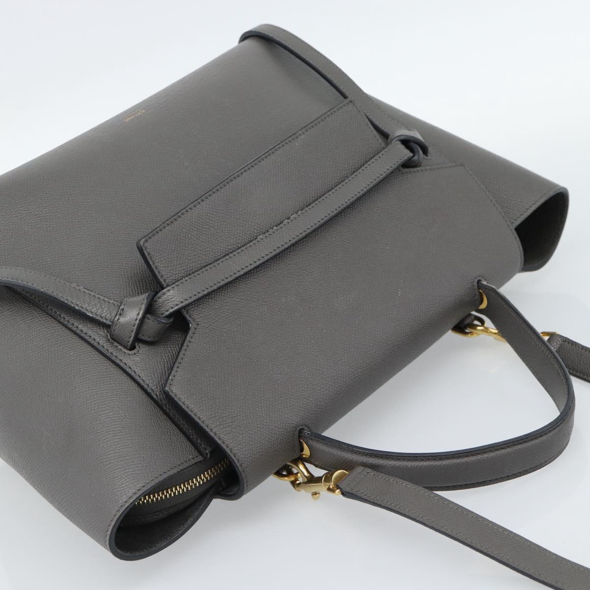 CELINE Micro Belt Hand Bag Leather 2way Gray Gold Auth ka4768V - Jerrillo image 6