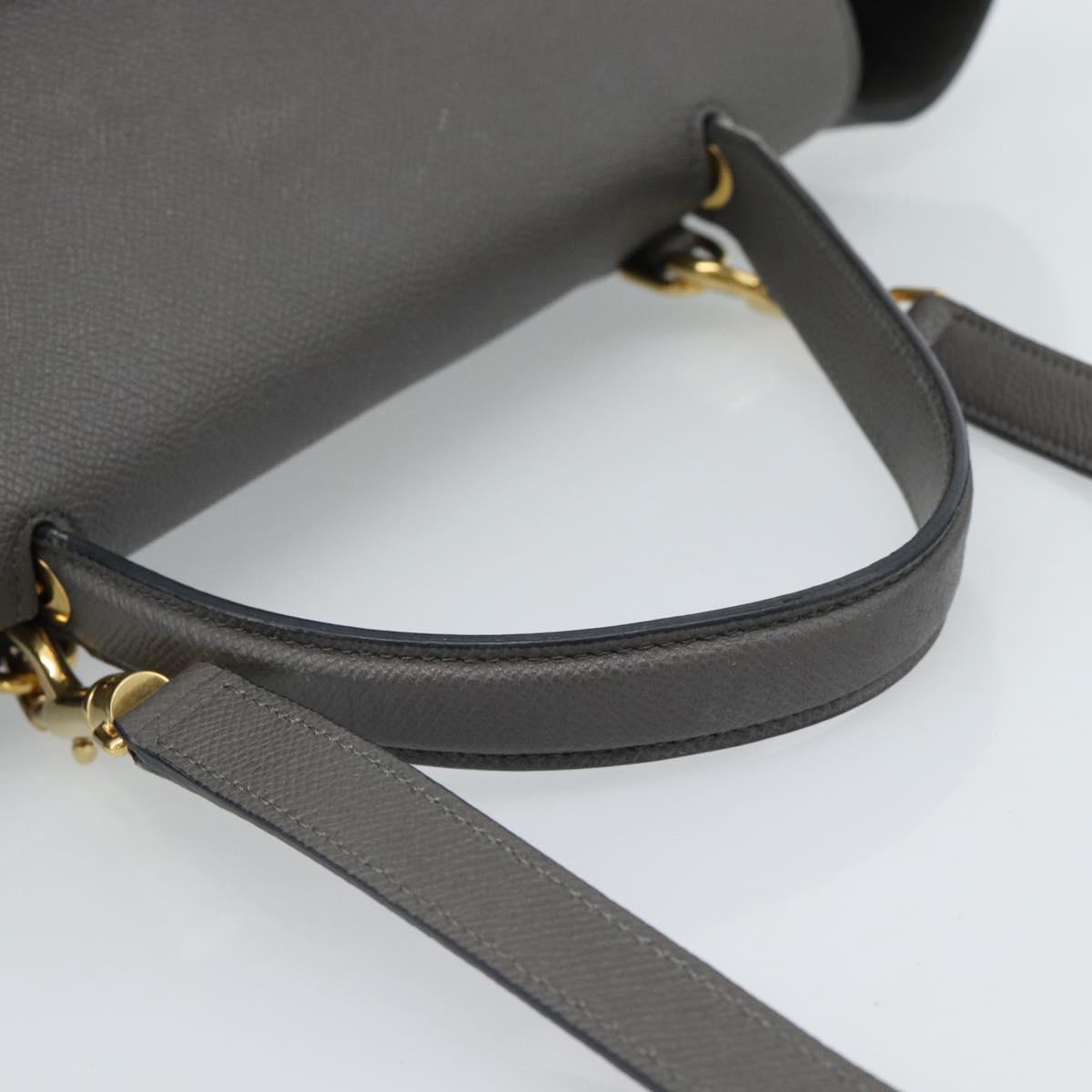 CELINE Micro Belt Hand Bag Leather 2way Gray Gold Auth ka4768V - Jerrillo image 7