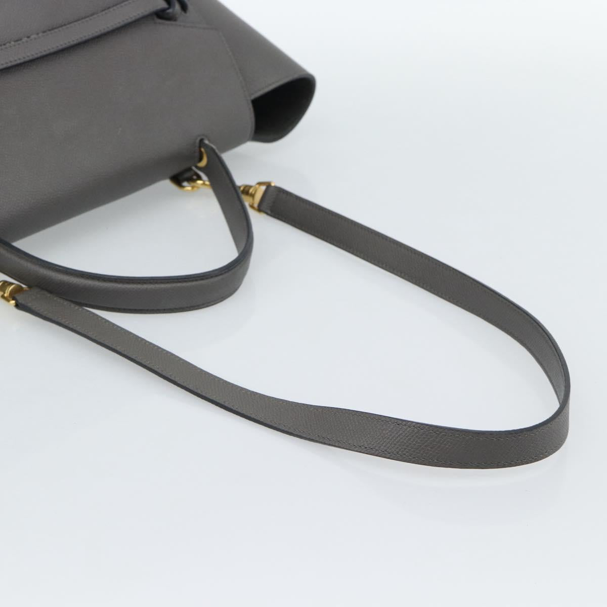 CELINE Micro Belt Hand Bag Leather 2way Gray Gold Auth ka4768V - Jerrillo image 8
