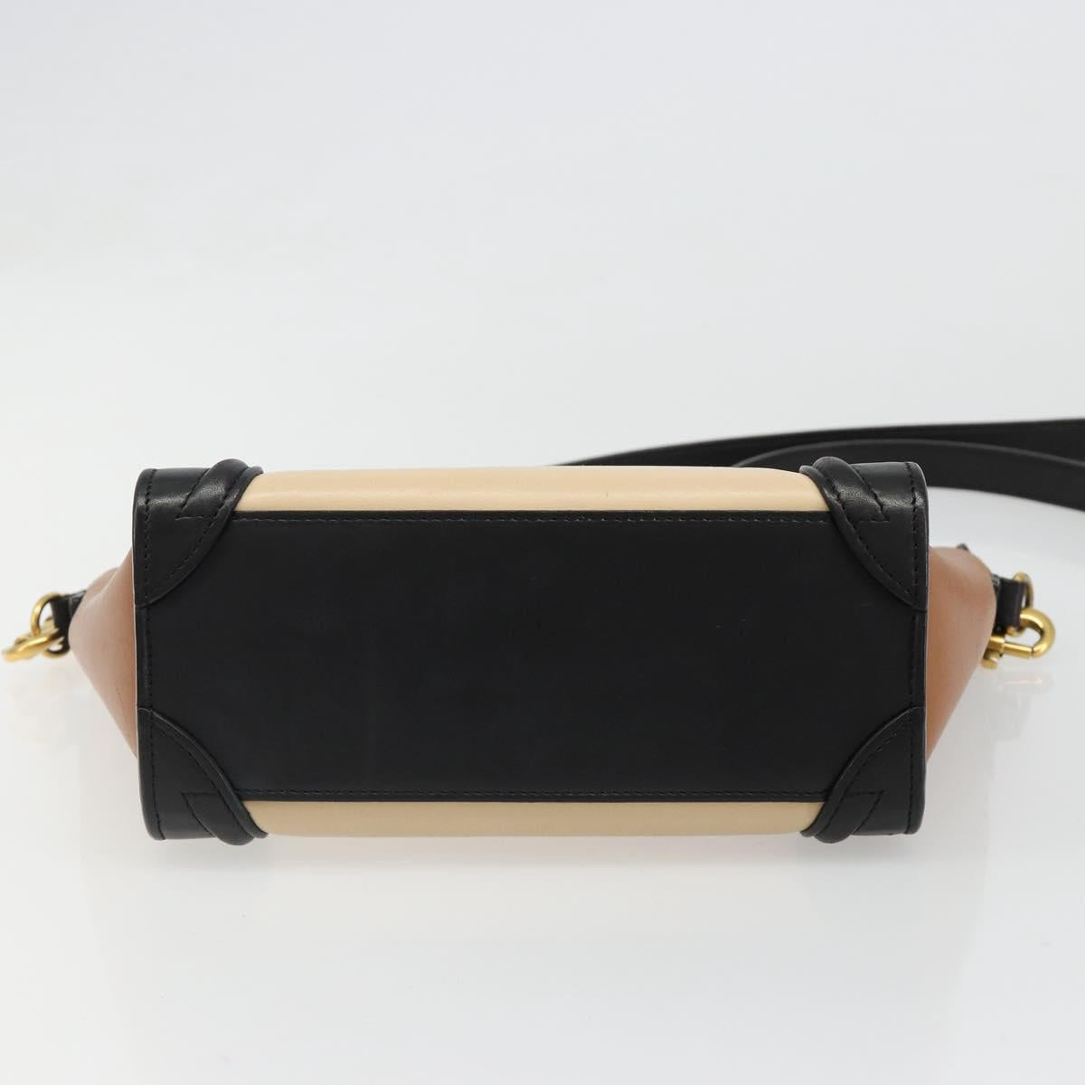 CELINE Luggage Nano Micro Mini Hand Bag Leather 2way Beige Gold Auth ka4812V - Jerrillo image 5