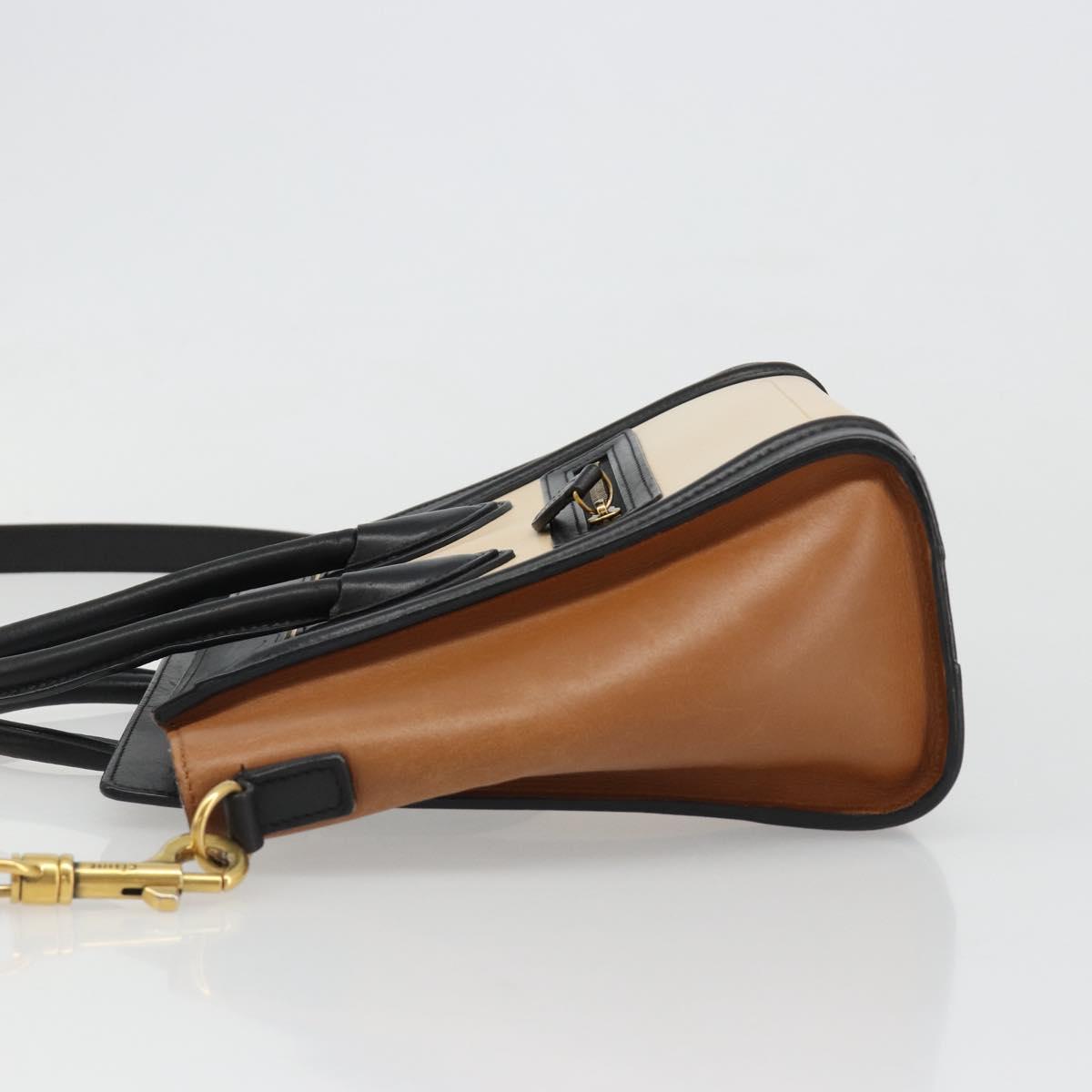CELINE Luggage Nano Micro Mini Hand Bag Leather 2way Beige Gold Auth ka4812V - Jerrillo image 4