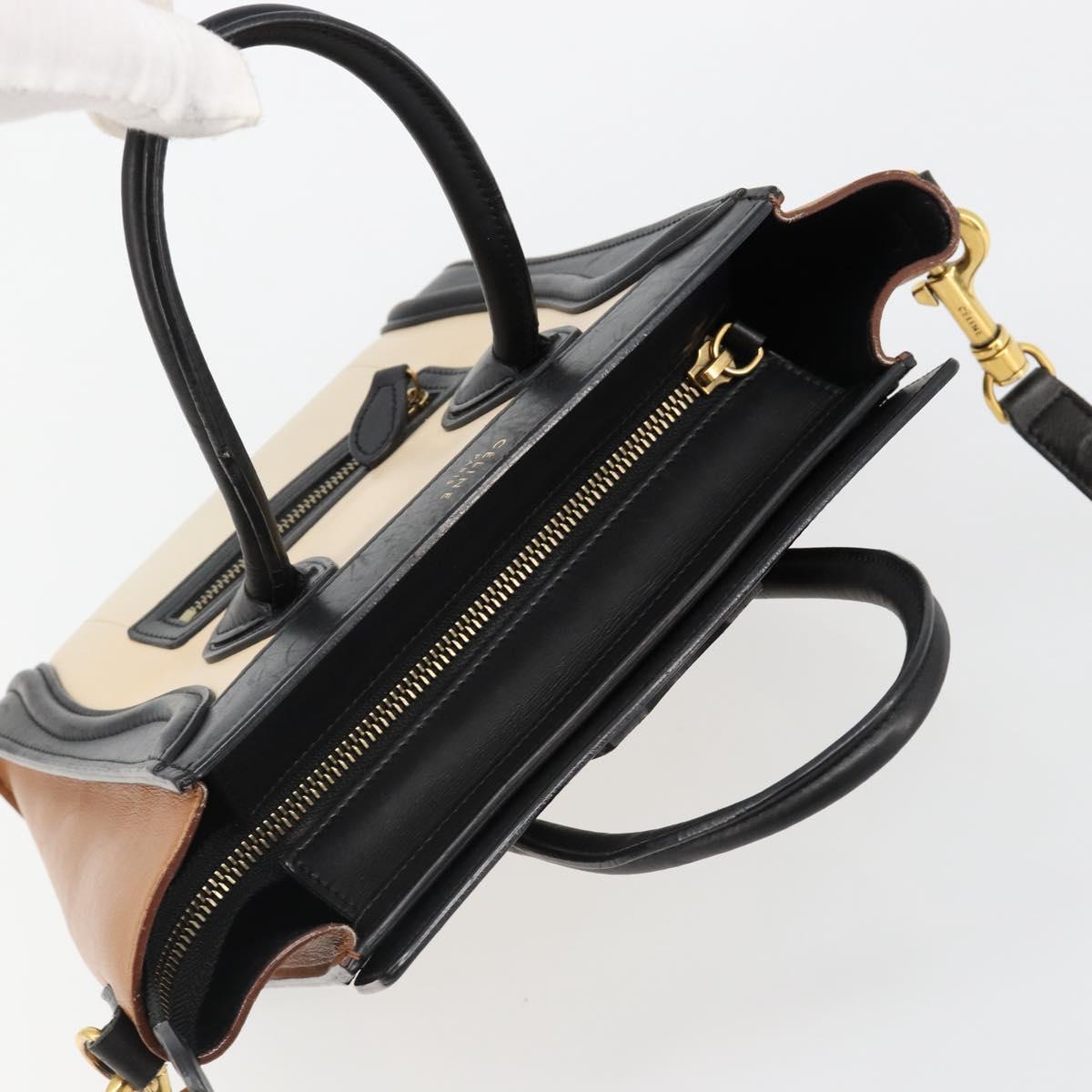 CELINE Luggage Nano Micro Mini Hand Bag Leather 2way Beige Gold Auth ka4812V - Jerrillo image 6
