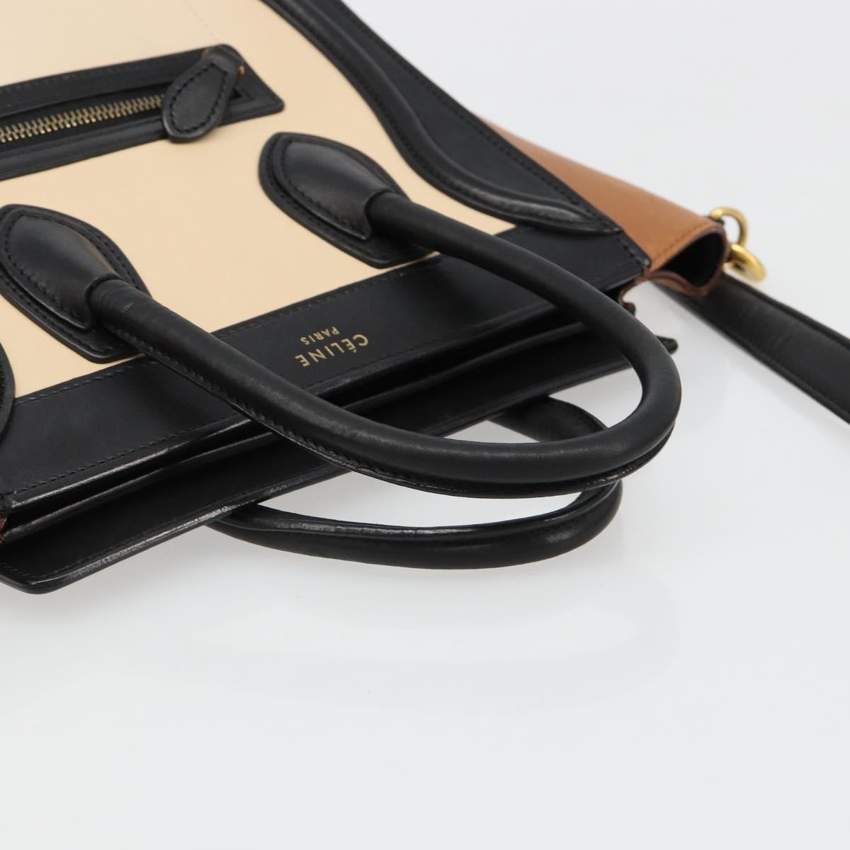 CELINE Luggage Nano Micro Mini Hand Bag Leather 2way Beige Gold Auth ka4812V - Jerrillo image 7
