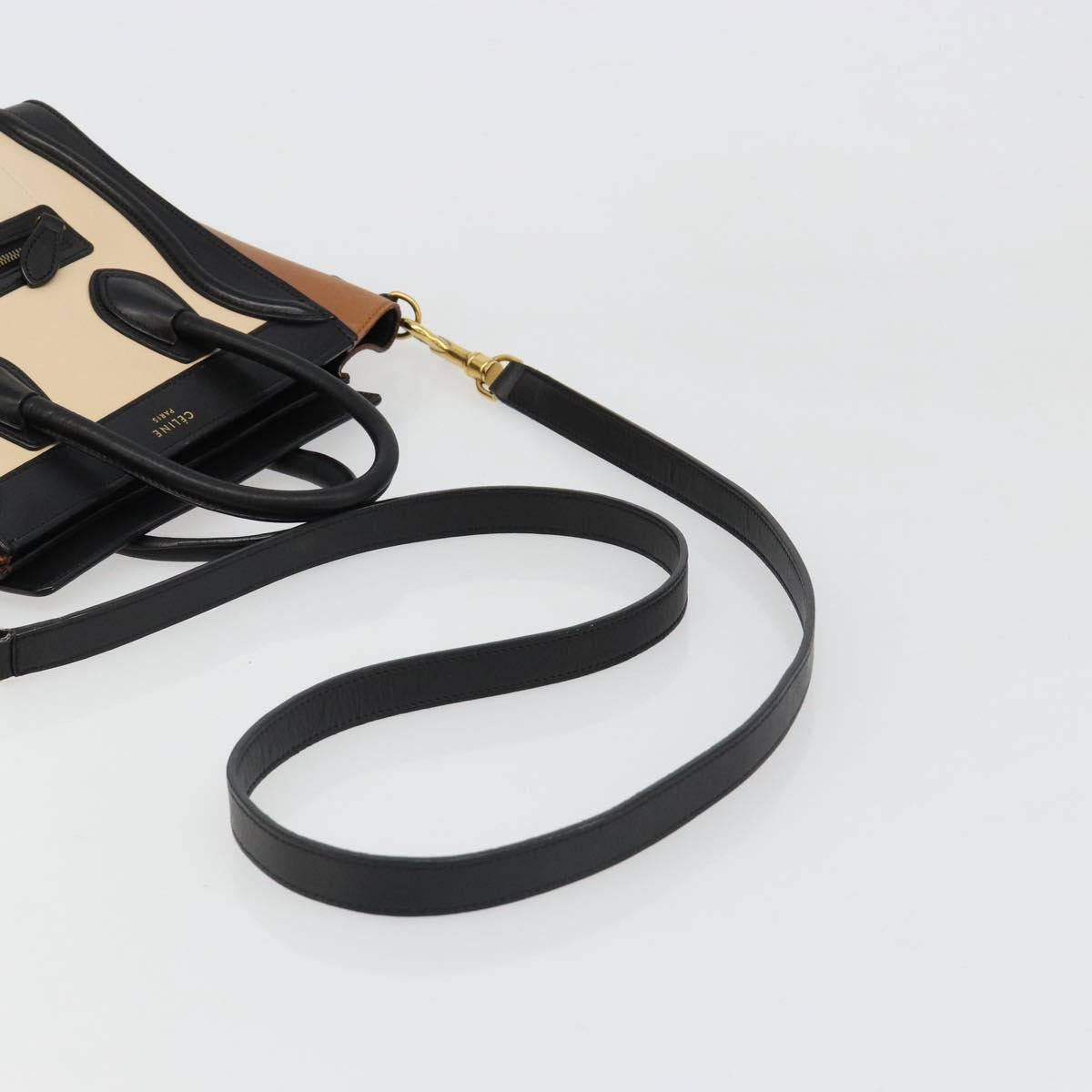 CELINE Luggage Nano Micro Mini Hand Bag Leather 2way Beige Gold Auth ka4812V - Jerrillo image 8
