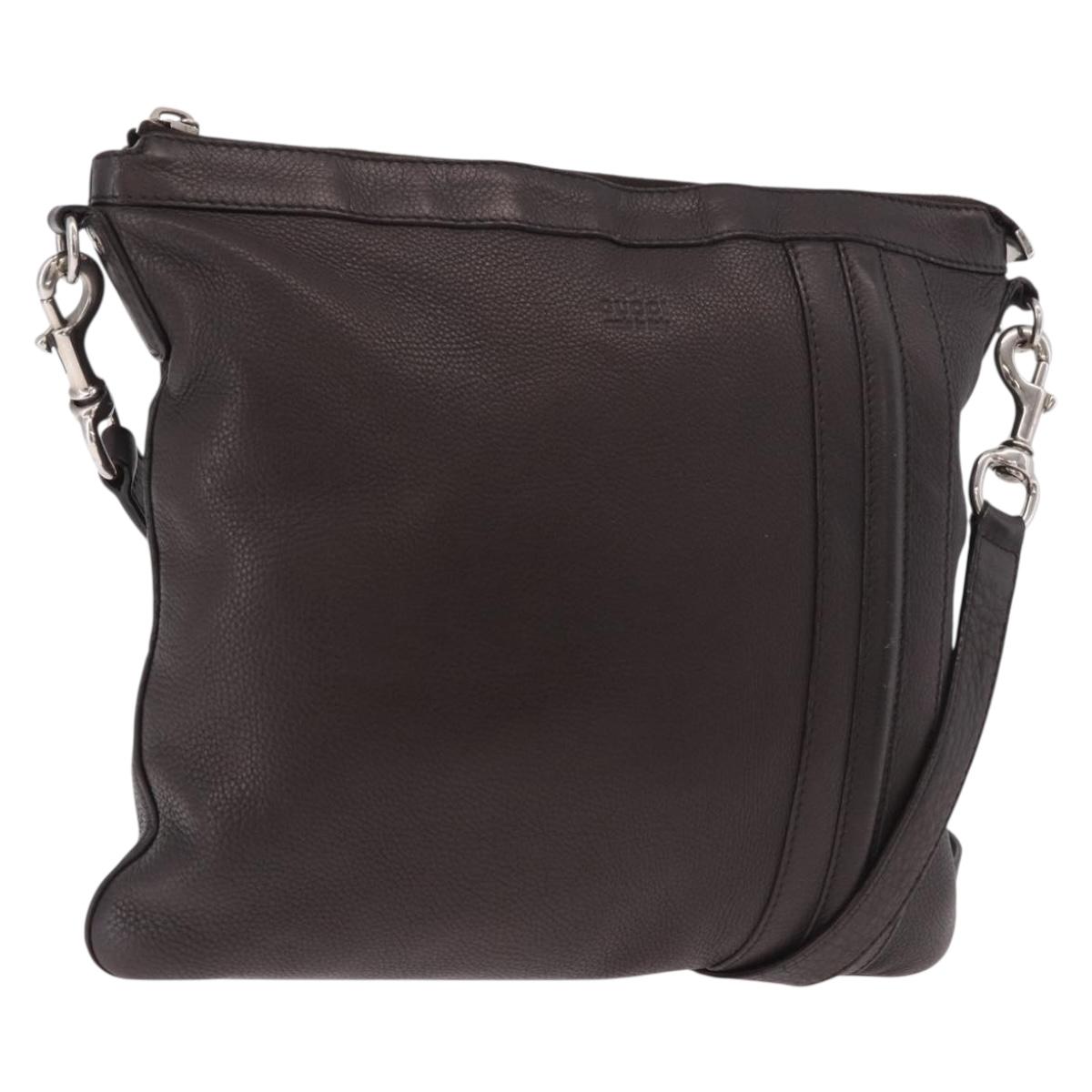 GUCCI Shoulder Bag Leather Brown Silver 233329 Auth ka4905 - Jerrillo