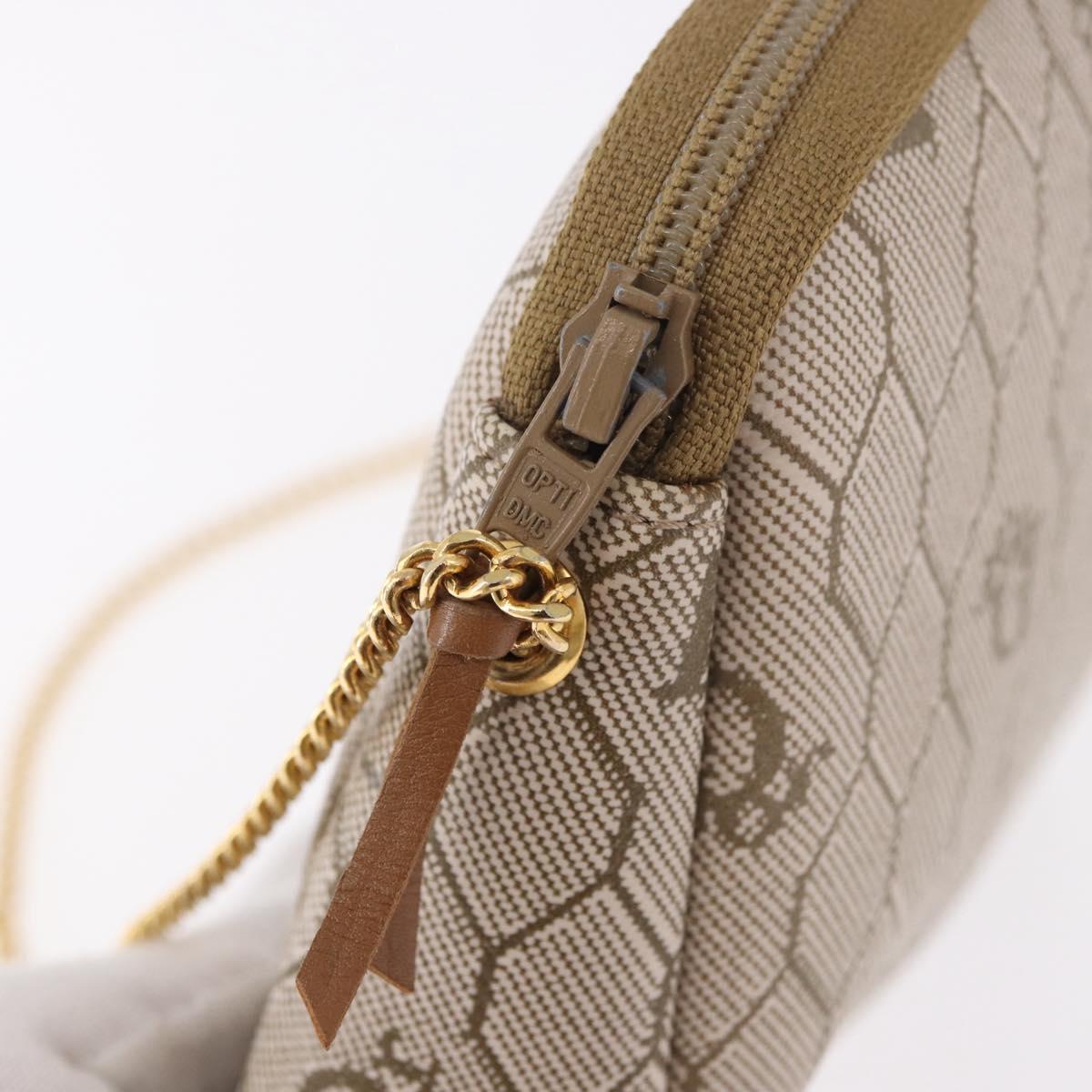 Christian Dior Honeycomb Canvas Chain Shoulder Bag PVC Beige Gold Auth ka4914 - Jerrillo image 10