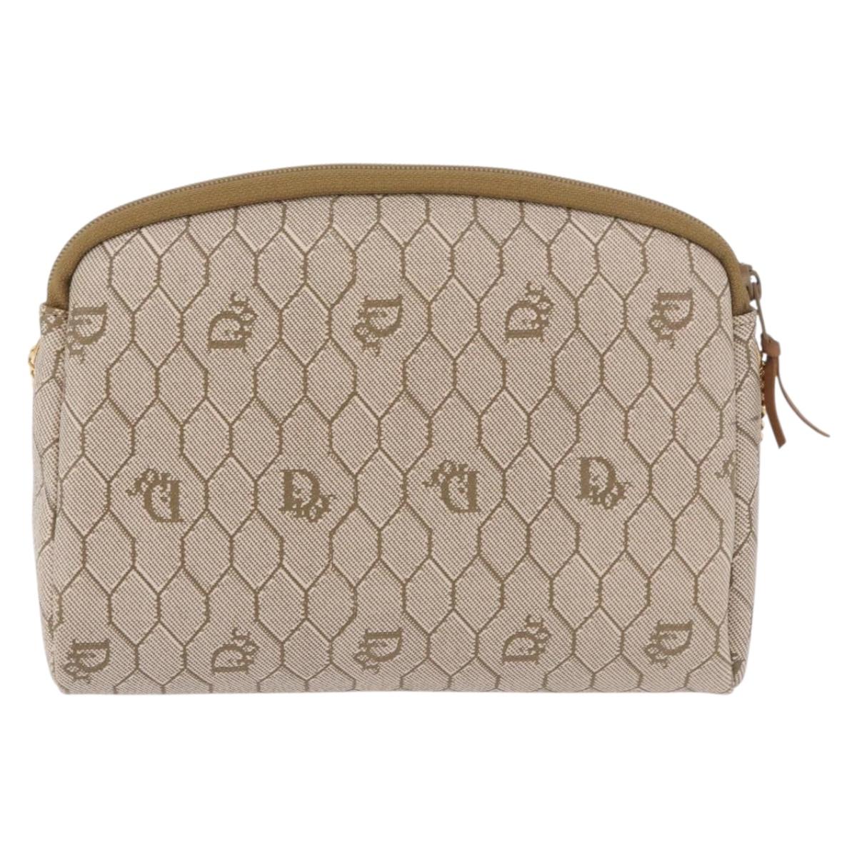 Christian Dior Honeycomb Canvas Chain Shoulder Bag PVC Beige Gold Auth ka4914 - Jerrillo image 2