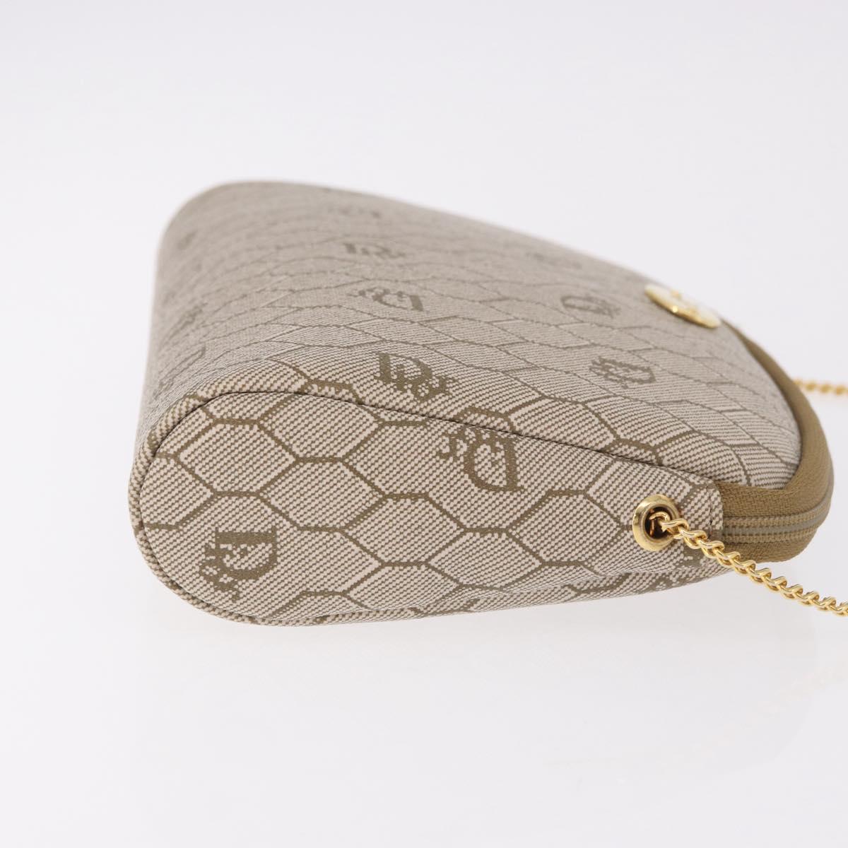 Christian Dior Honeycomb Canvas Chain Shoulder Bag PVC Beige Gold Auth ka4914 - Jerrillo image 3