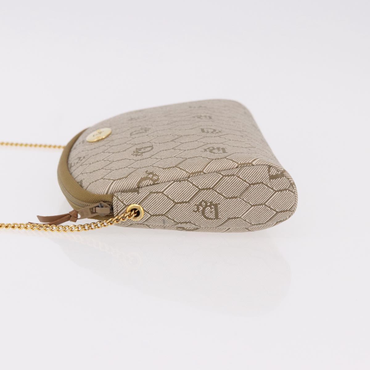 Christian Dior Honeycomb Canvas Chain Shoulder Bag PVC Beige Gold Auth ka4914 - Jerrillo image 4