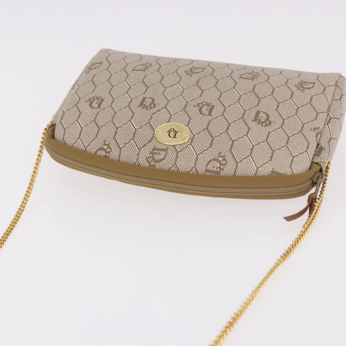Christian Dior Honeycomb Canvas Chain Shoulder Bag PVC Beige Gold Auth ka4914 - Jerrillo image 6