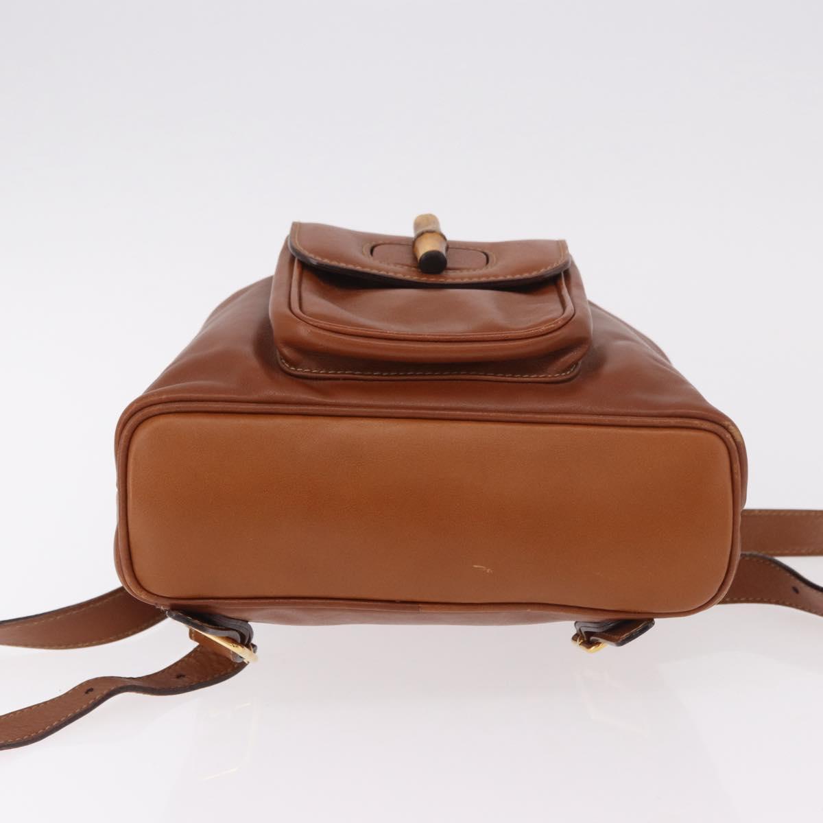 GUCCI Bamboo Backpack Leather Brown Gold 003 2058 0030 Auth ka4930 - Jerrillo image 5