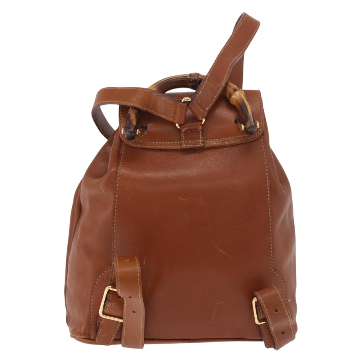 GUCCI Bamboo Backpack Leather Brown Gold 003 2058 0030 Auth ka4930 - Jerrillo image 2