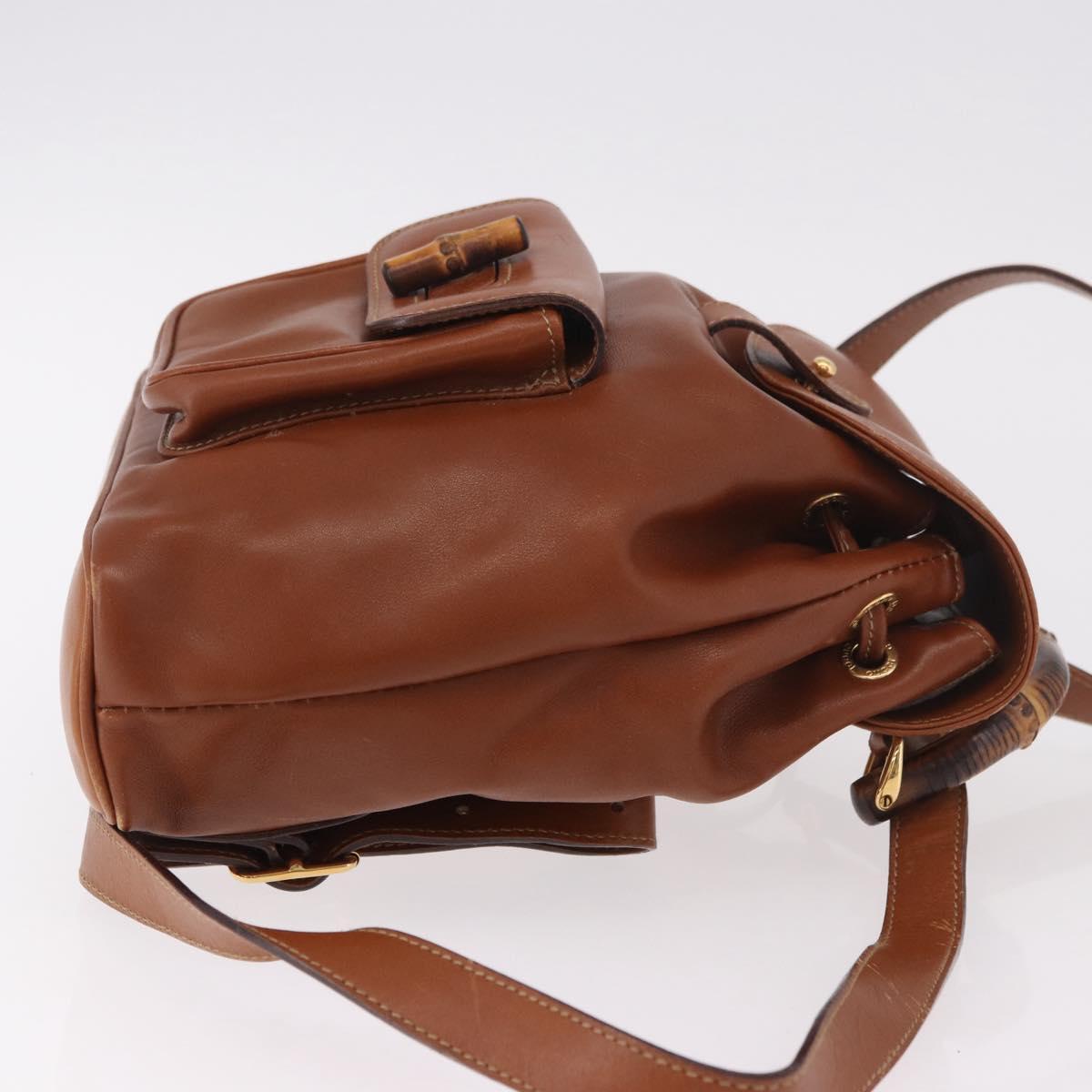 GUCCI Bamboo Backpack Leather Brown Gold 003 2058 0030 Auth ka4930 - Jerrillo image 3