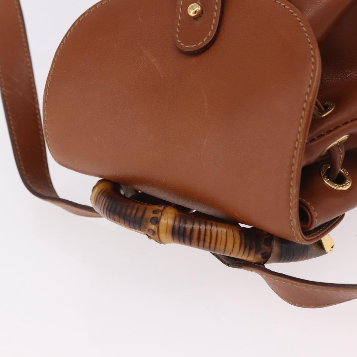 GUCCI Bamboo Backpack Leather Brown Gold 003 2058 0030 Auth ka4930 - Jerrillo image 6