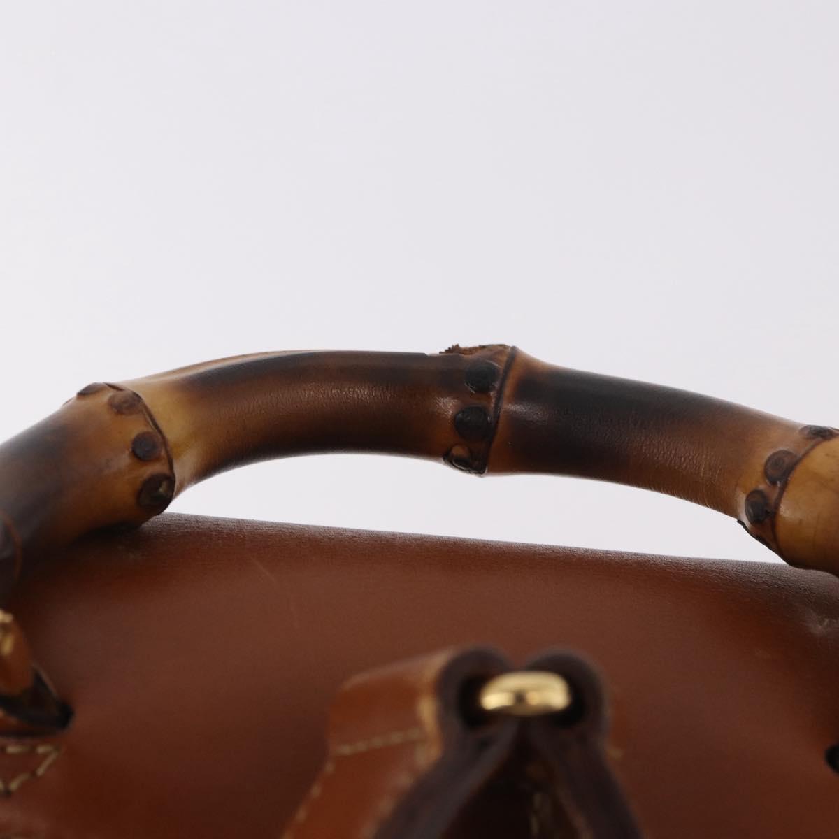 GUCCI Bamboo Backpack Leather Brown Gold 003 2058 0030 Auth ka4930 - Jerrillo image 8