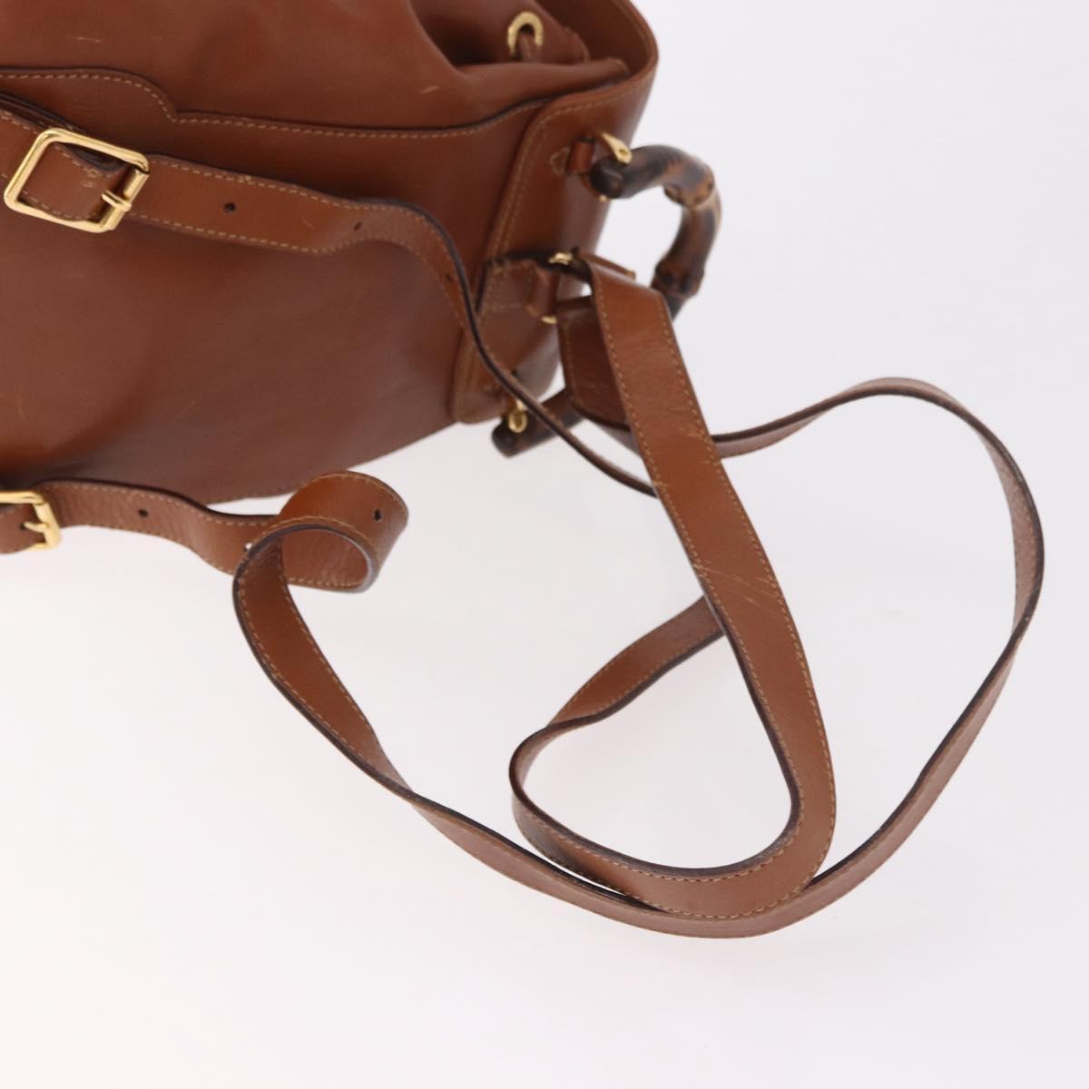 GUCCI Bamboo Backpack Leather Brown Gold 003 2058 0030 Auth ka4930 - Jerrillo image 9