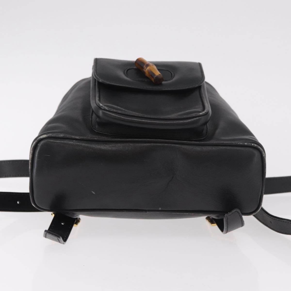 GUCCI Bamboo Backpack Leather Black Gold 003 2034 0030 Auth ka4944 - Jerrillo image 5