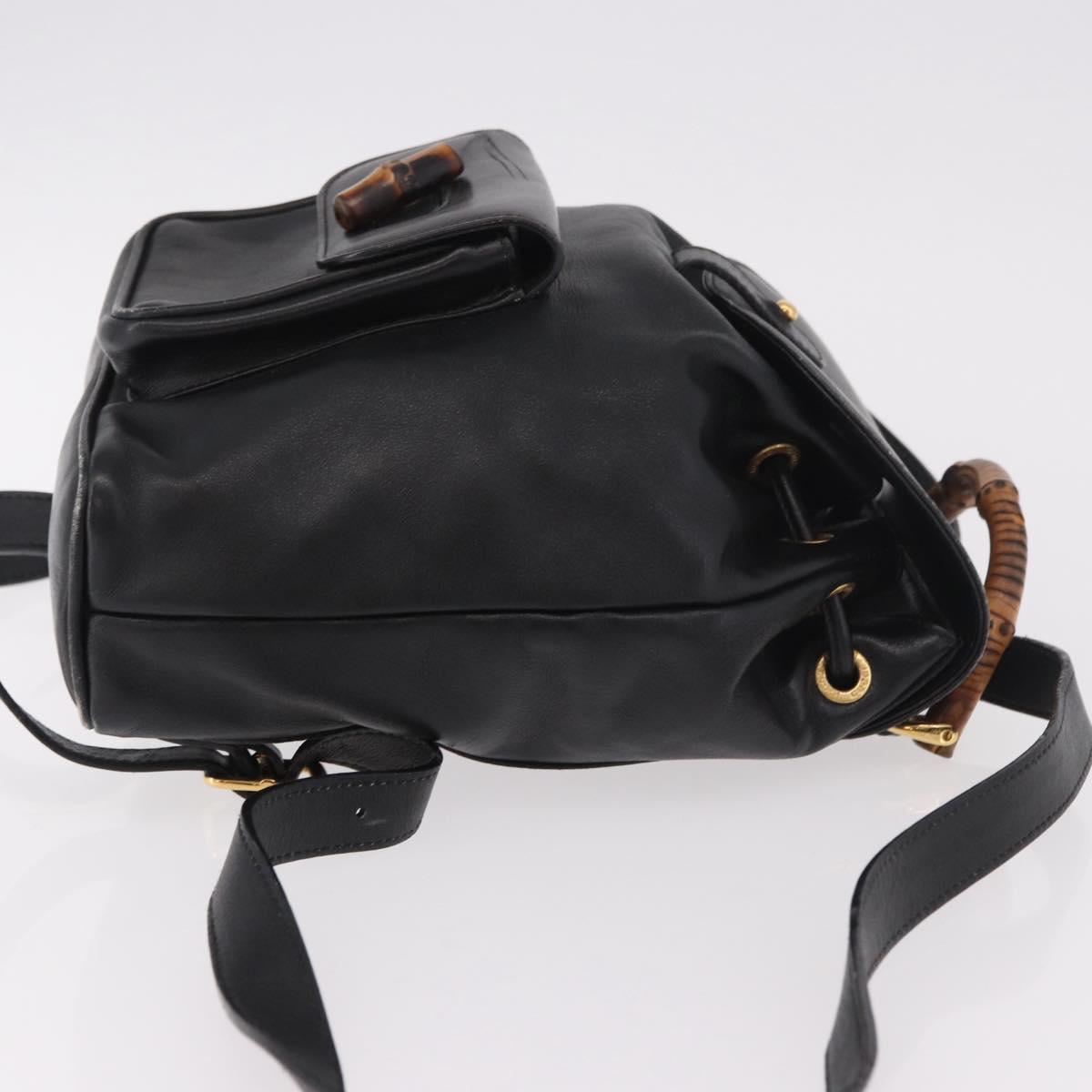 GUCCI Bamboo Backpack Leather Black Gold 003 2034 0030 Auth ka4944 - Jerrillo image 3
