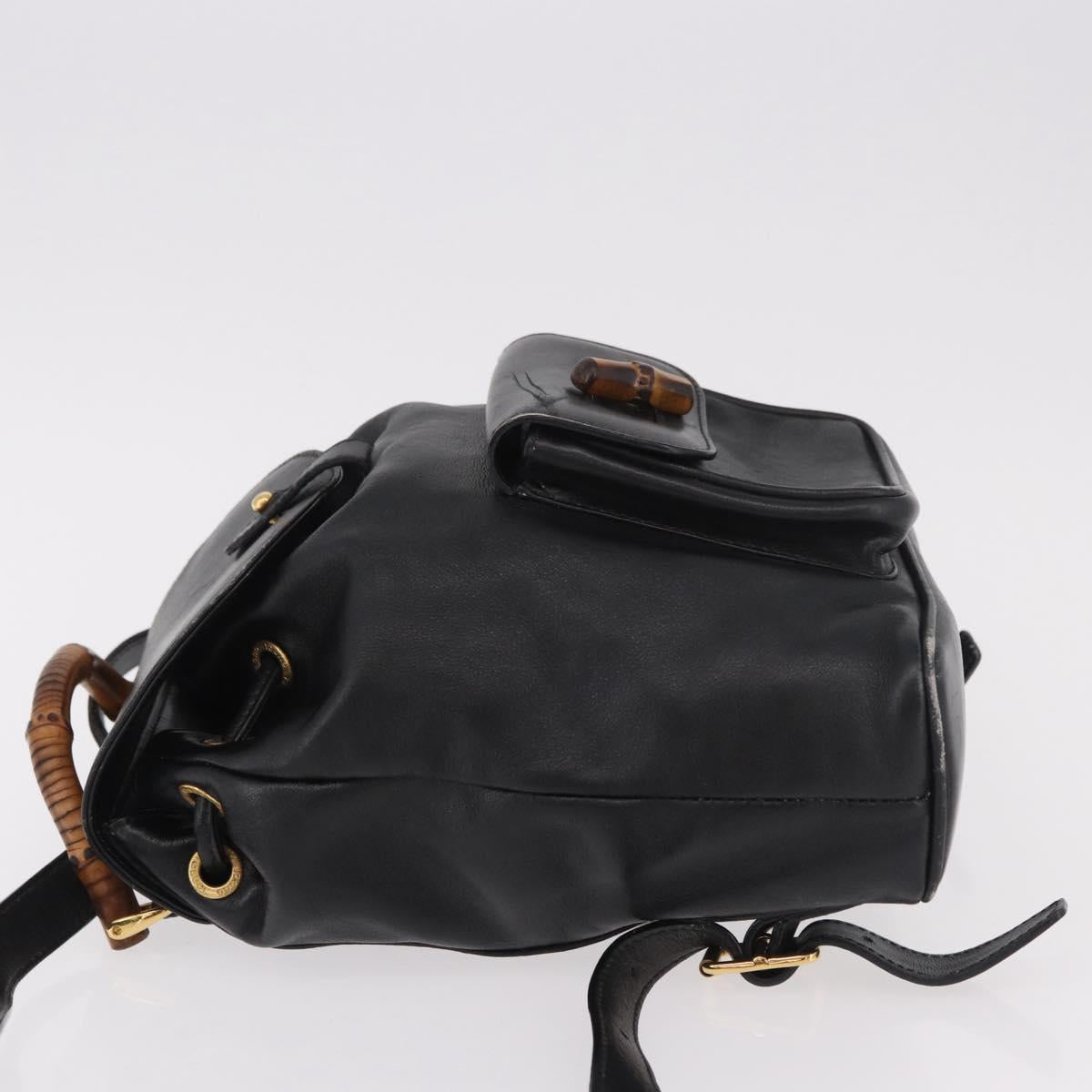 GUCCI Bamboo Backpack Leather Black Gold 003 2034 0030 Auth ka4944 - Jerrillo image 4