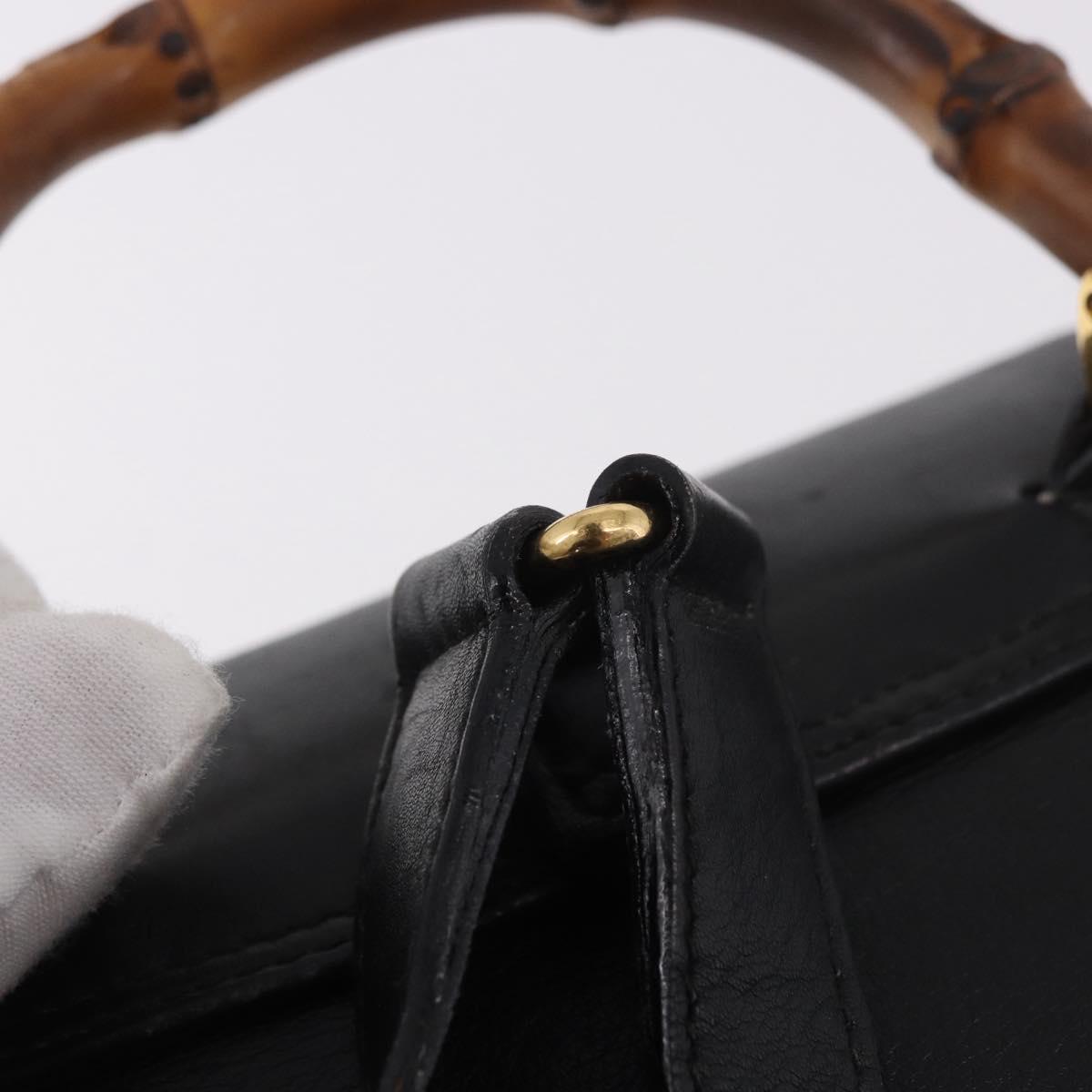 GUCCI Bamboo Backpack Leather Black Gold 003 2034 0030 Auth ka4944 - Jerrillo image 8