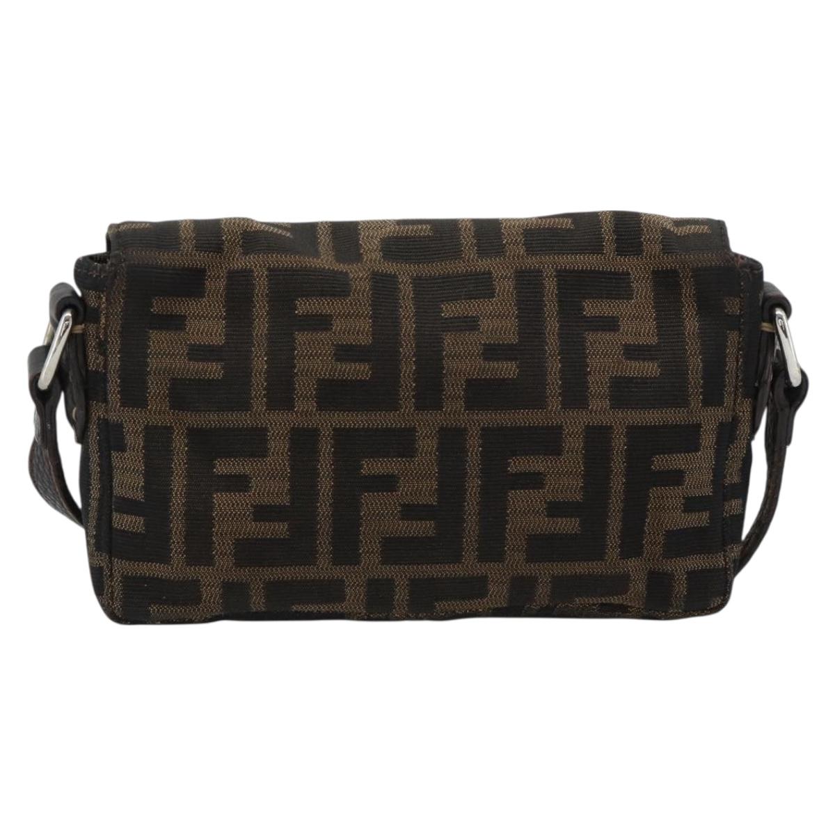 FENDI Zucca Canvas Shoulder Bag Black Brown Silver Auth ka4951A - Jerrillo image 2