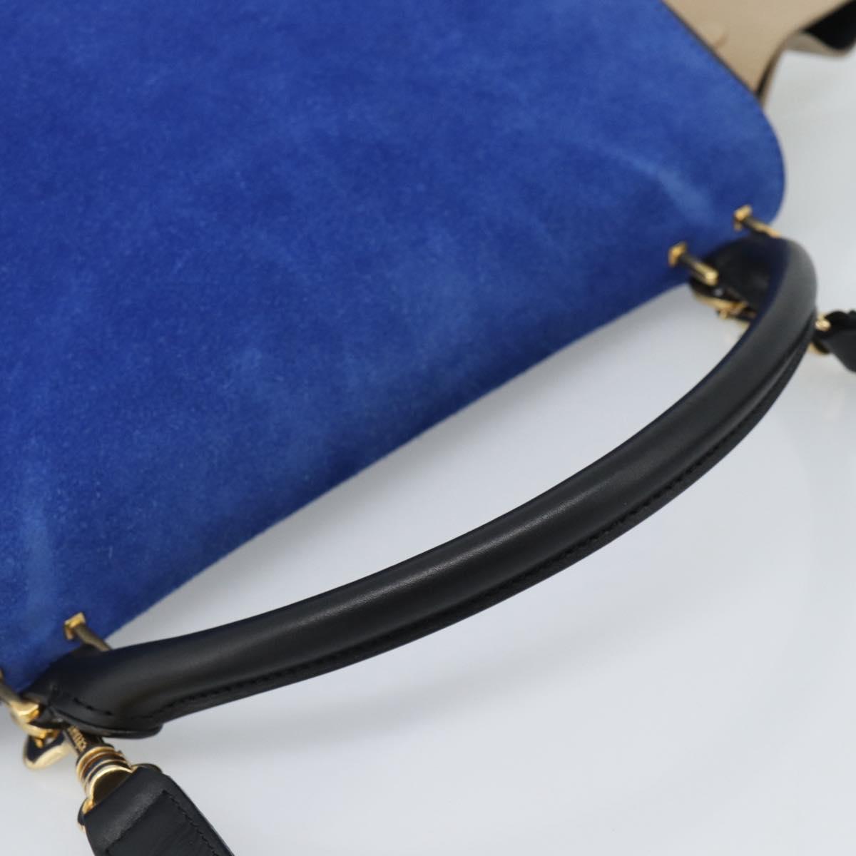 CELINE Trapeze Hand Bag Leather 2way Blue Gold Auth ka4960V - Jerrillo image 7