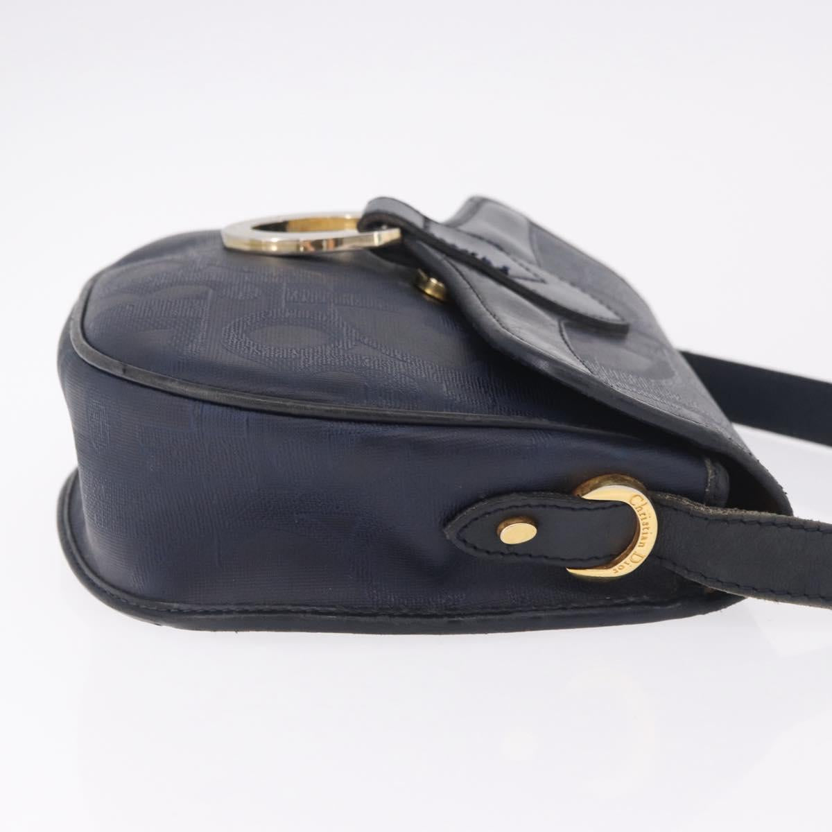 Christian Dior Trotter Canvas Shoulder Bag PVC Navy Gold Auth ka5068 - Jerrillo image 4