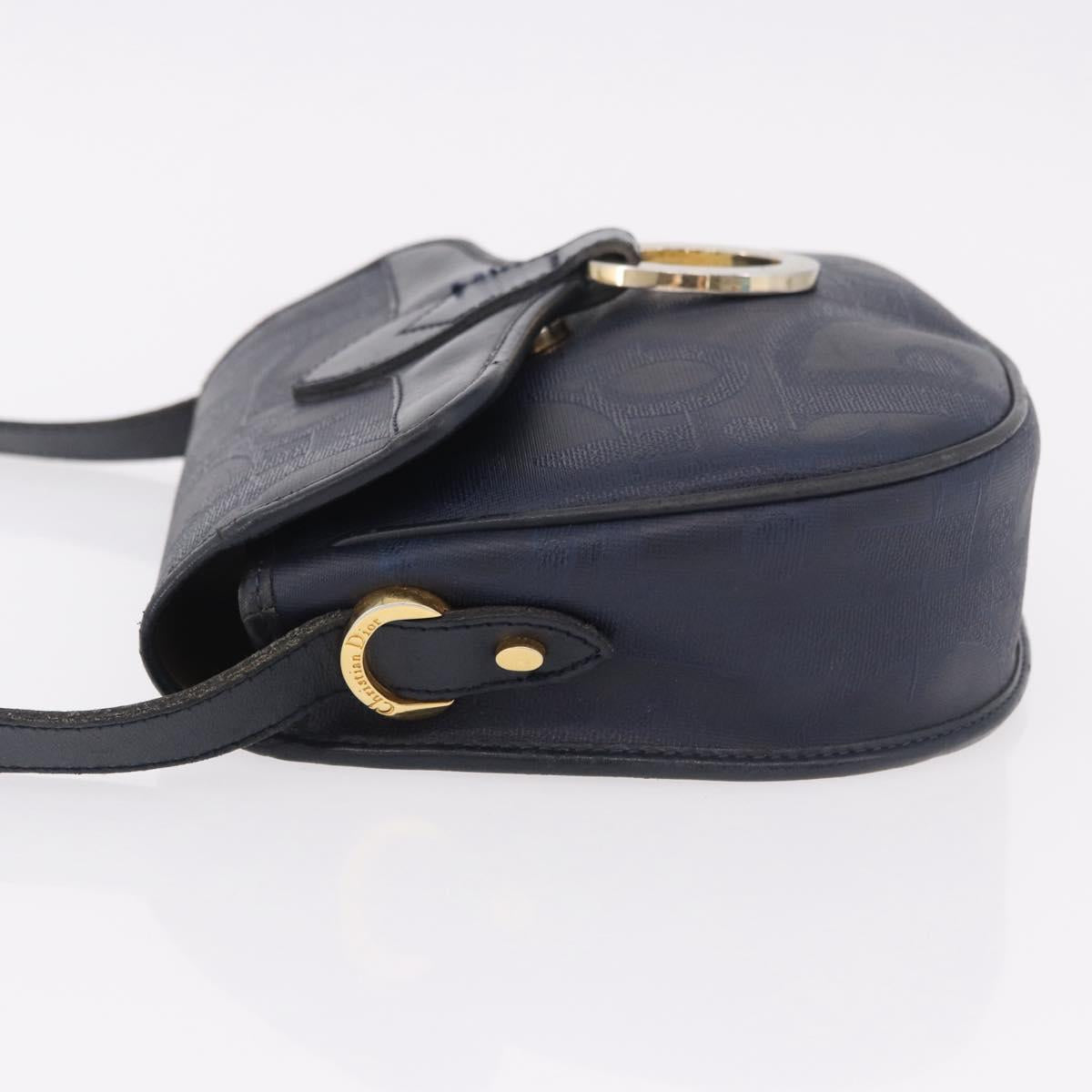 Christian Dior Trotter Canvas Shoulder Bag PVC Navy Gold Auth ka5068 - Jerrillo image 5