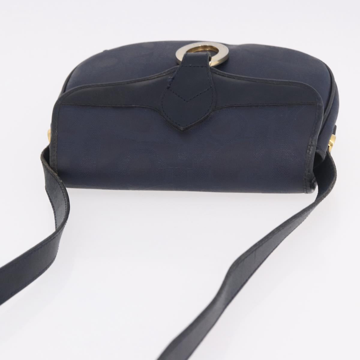 Christian Dior Trotter Canvas Shoulder Bag PVC Navy Gold Auth ka5068 - Jerrillo image 6