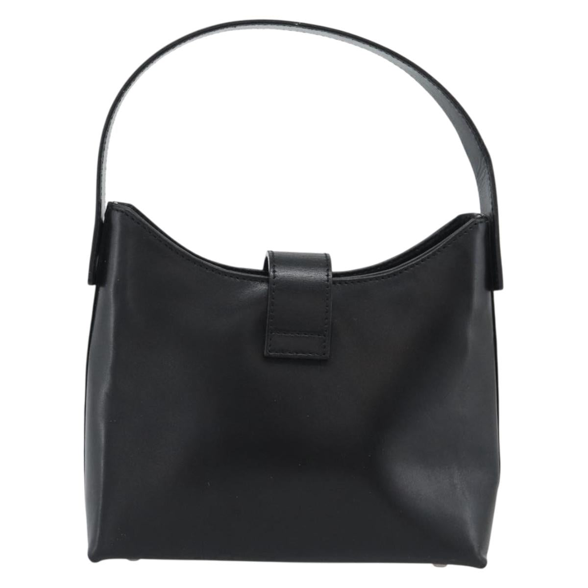 Salvatore Ferragamo Gancini Hand Bag Leather Black Silver Auth ka5126A - Jerrillo image 3