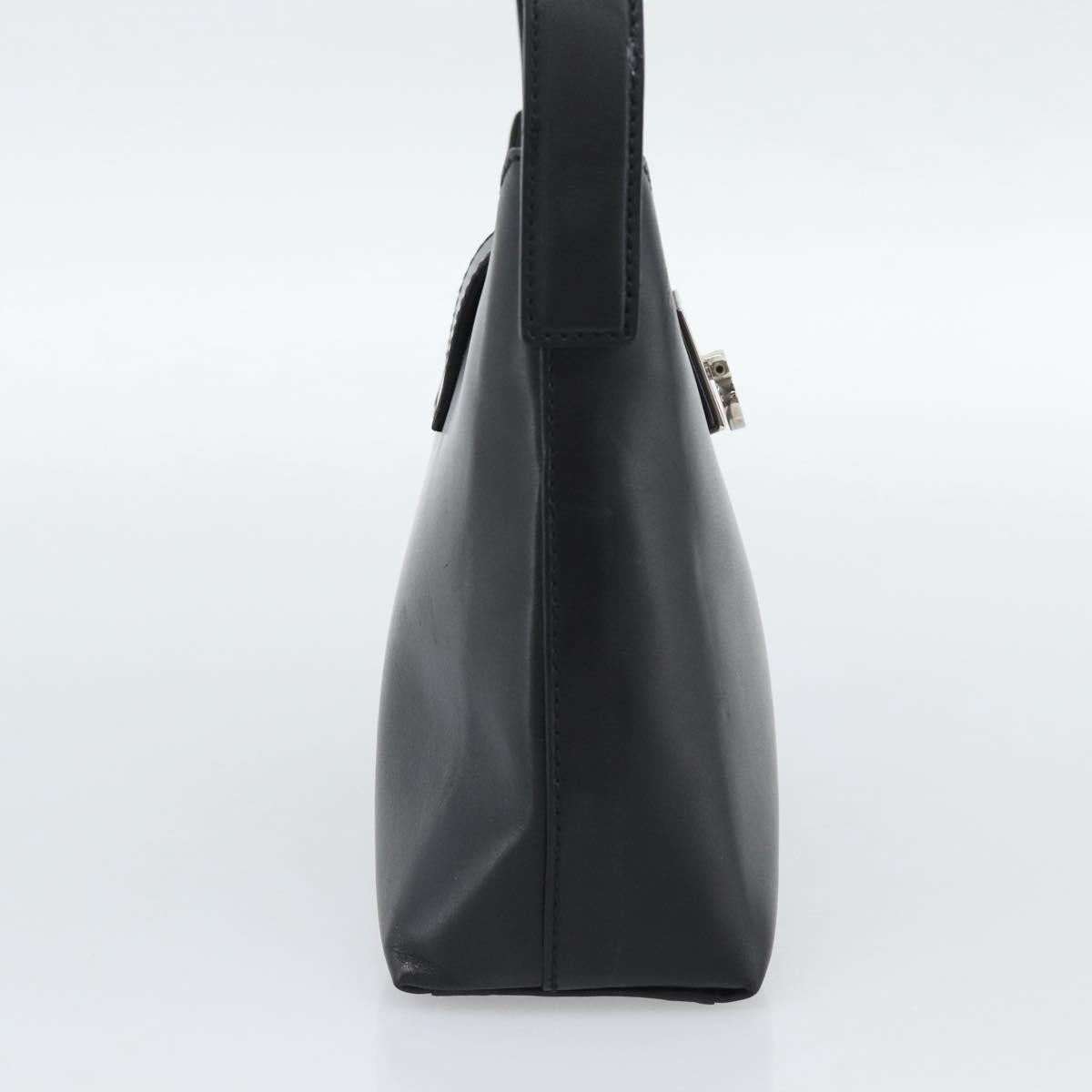 Salvatore Ferragamo Gancini Hand Bag Leather Black Silver Auth ka5126A - Jerrillo image 4