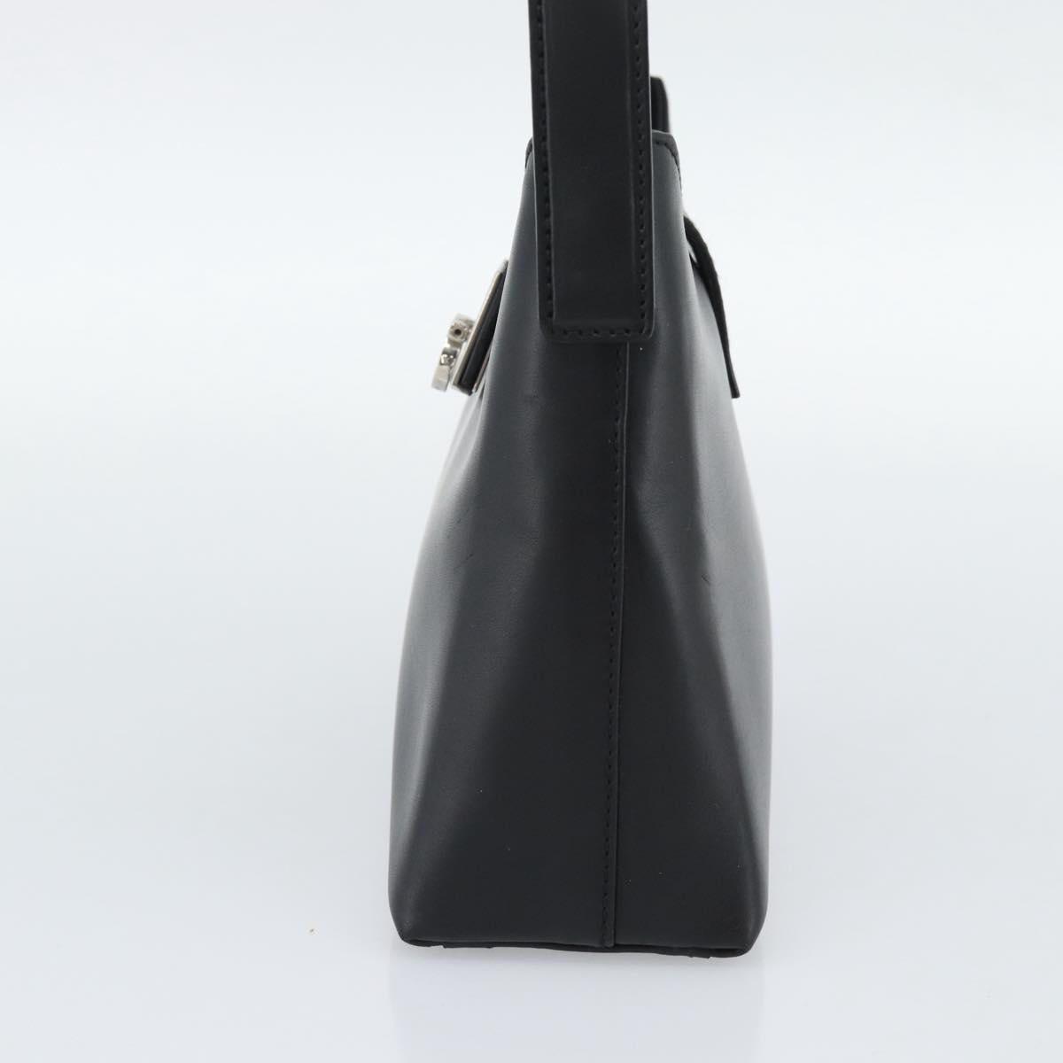 Salvatore Ferragamo Gancini Hand Bag Leather Black Silver Auth ka5126A - Jerrillo image 5
