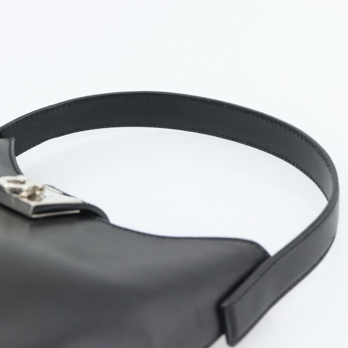Salvatore Ferragamo Gancini Hand Bag Leather Black Silver Auth ka5126A - Jerrillo image 8