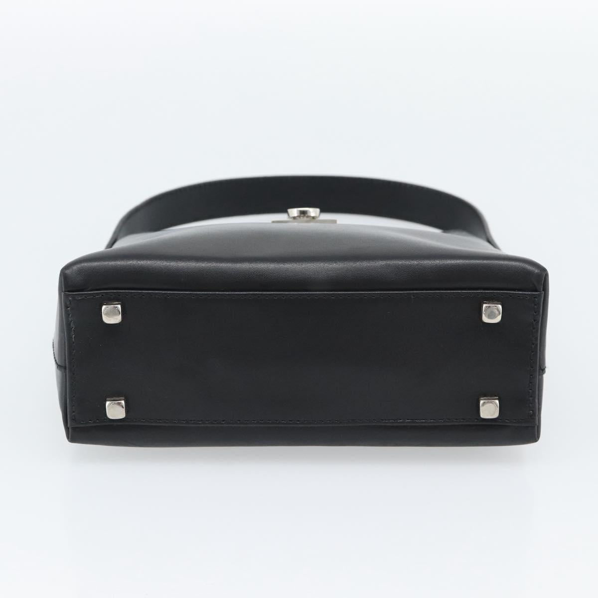 Salvatore Ferragamo Gancini Hand Bag Leather Black Silver Auth ka5126A - Jerrillo image 9