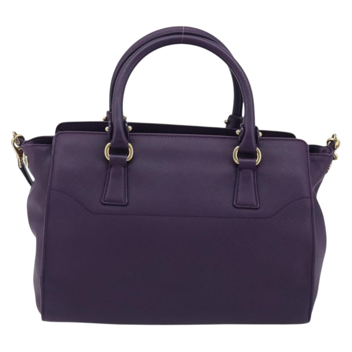 Salvatore Ferragamo Gancini Hand Bag Leather 2way Purple Gold Auth ka5151A - Jerrillo image 2