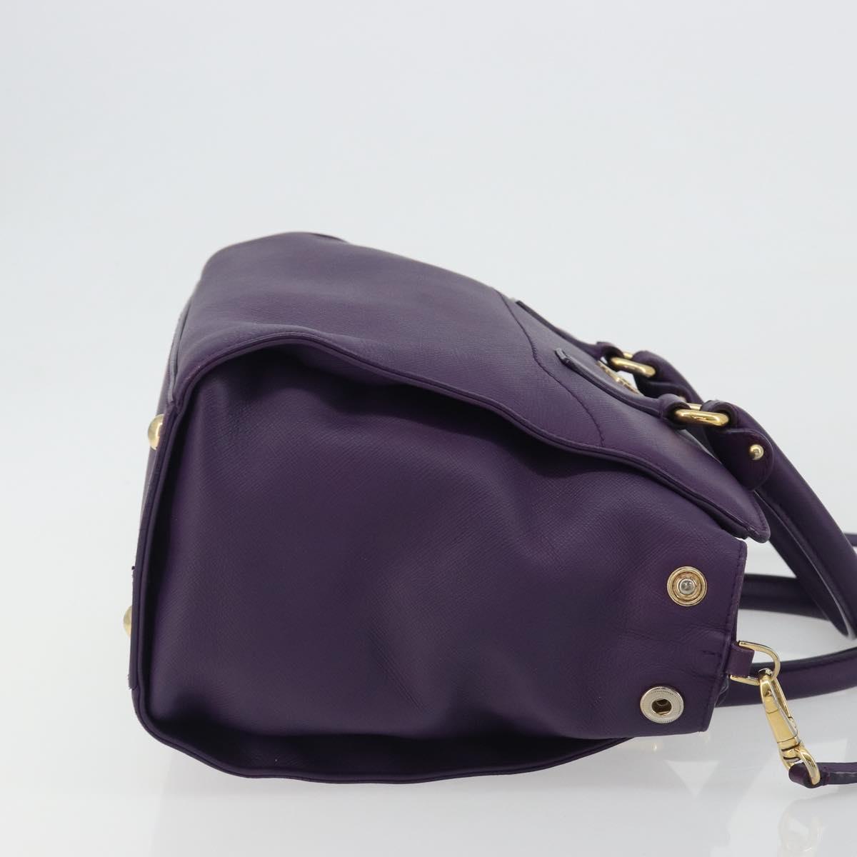 Salvatore Ferragamo Gancini Hand Bag Leather 2way Purple Gold Auth ka5151A - Jerrillo image 3