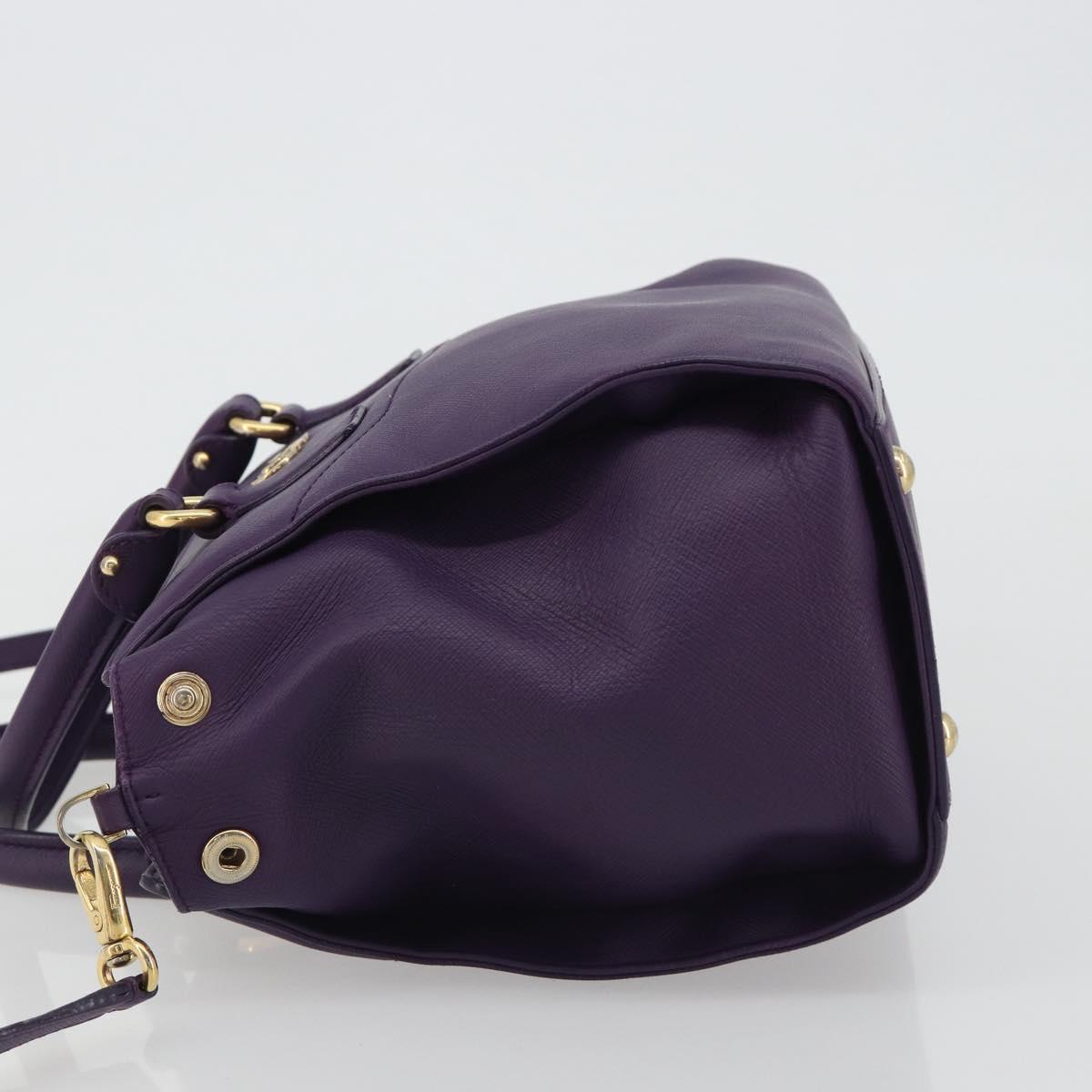 Salvatore Ferragamo Gancini Hand Bag Leather 2way Purple Gold Auth ka5151A - Jerrillo image 4