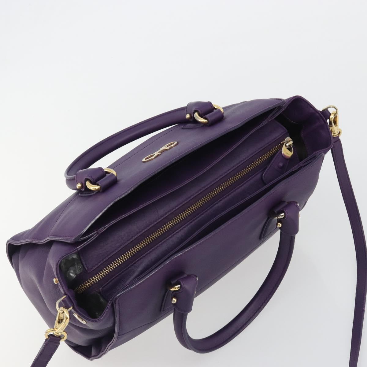 Salvatore Ferragamo Gancini Hand Bag Leather 2way Purple Gold Auth ka5151A - Jerrillo image 6