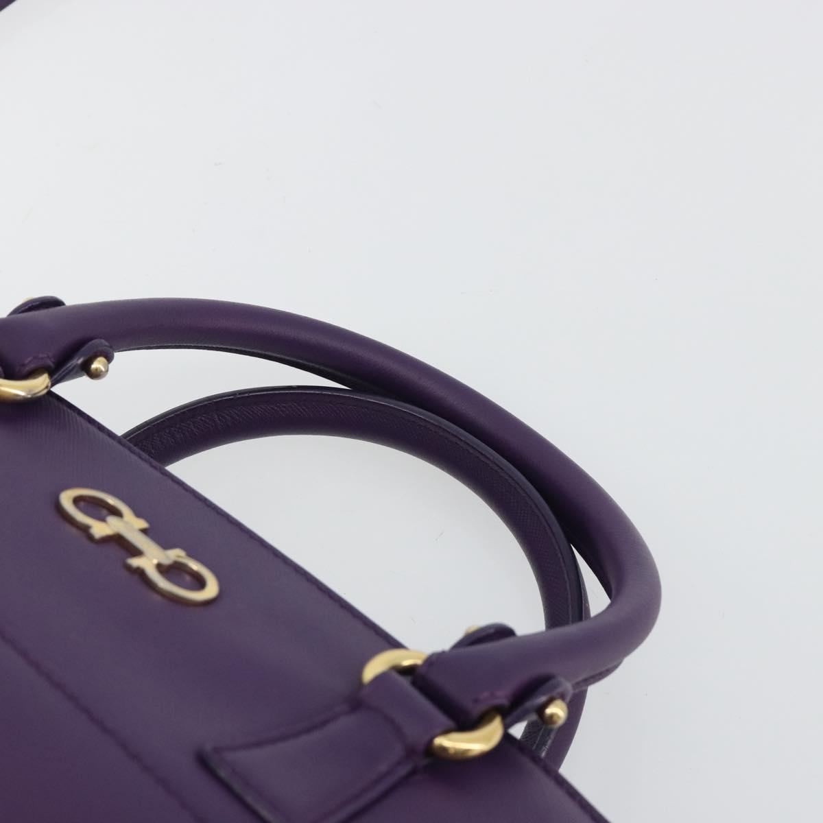 Salvatore Ferragamo Gancini Hand Bag Leather 2way Purple Gold Auth ka5151A - Jerrillo image 8