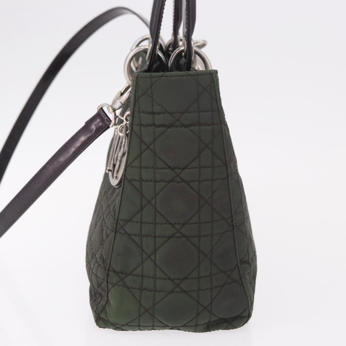 Christian Dior Canage Hand Bag Canvas 2way Green Silver Auth ka5205 - Jerrillo image 3