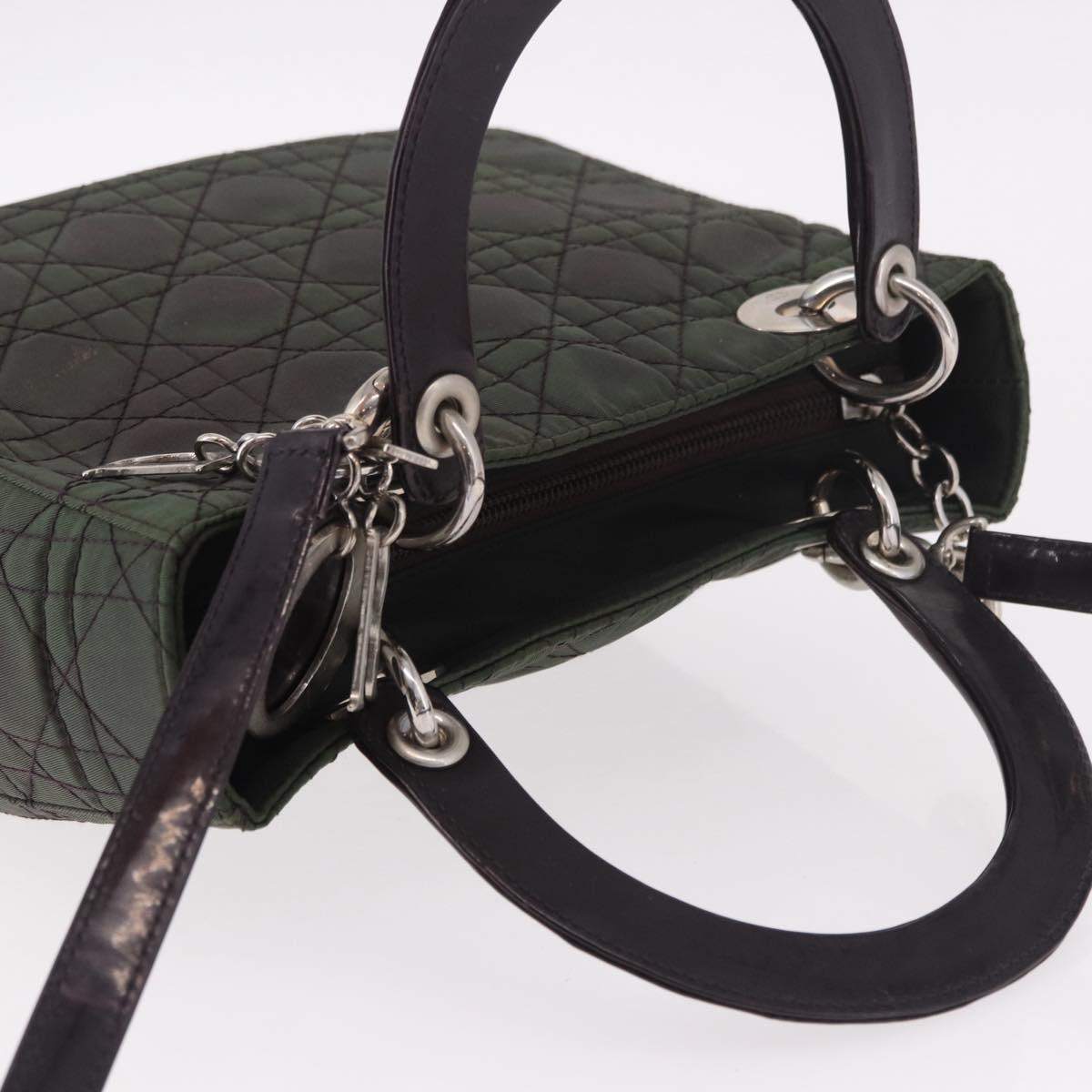 Christian Dior Canage Hand Bag Canvas 2way Green Silver Auth ka5205 - Jerrillo image 6
