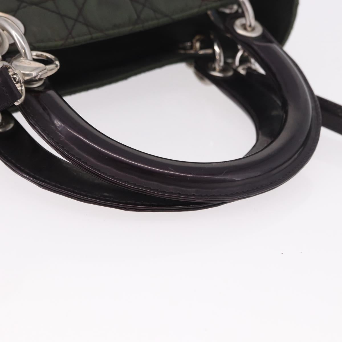 Christian Dior Canage Hand Bag Canvas 2way Green Silver Auth ka5205 - Jerrillo image 7