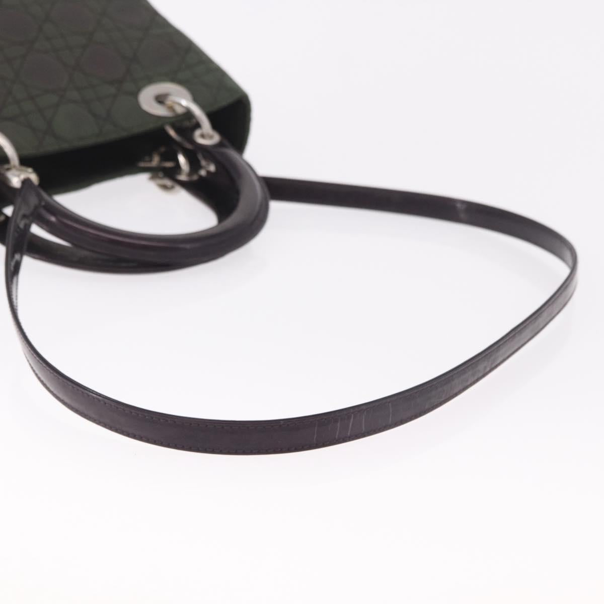 Christian Dior Canage Hand Bag Canvas 2way Green Silver Auth ka5205 - Jerrillo image 8