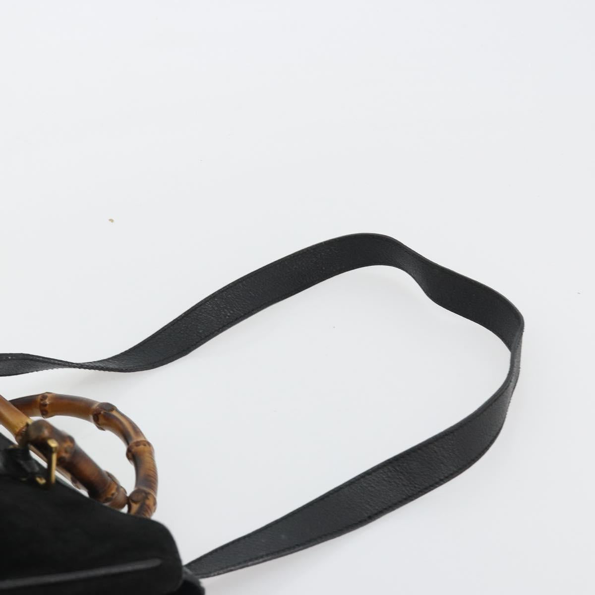 GUCCI Bamboo Hand Bag Suede 2way Black Gold 002 2855 Auth ka5206 - Jerrillo image 10