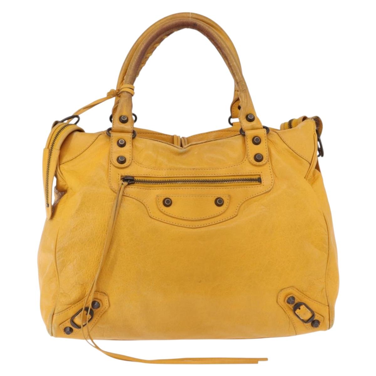 BALENCIAGA Classic Vero Hand Bag Leather 2way Yellow 235216 Auth ka5212A - Jerrillo image 2