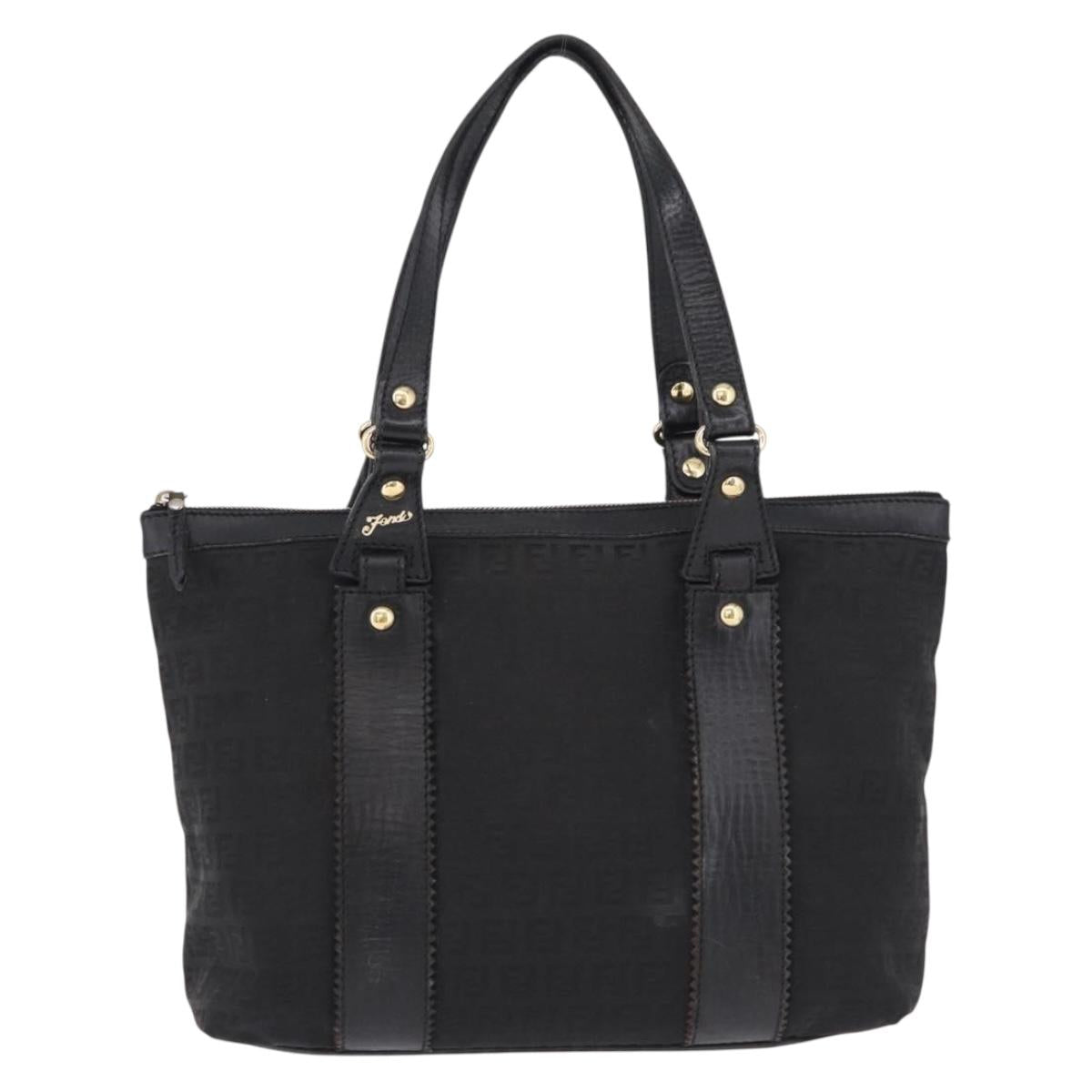 FENDI Zucchino Canvas Tote Bag Black Gold Auth ka5213 - Jerrillo image 2