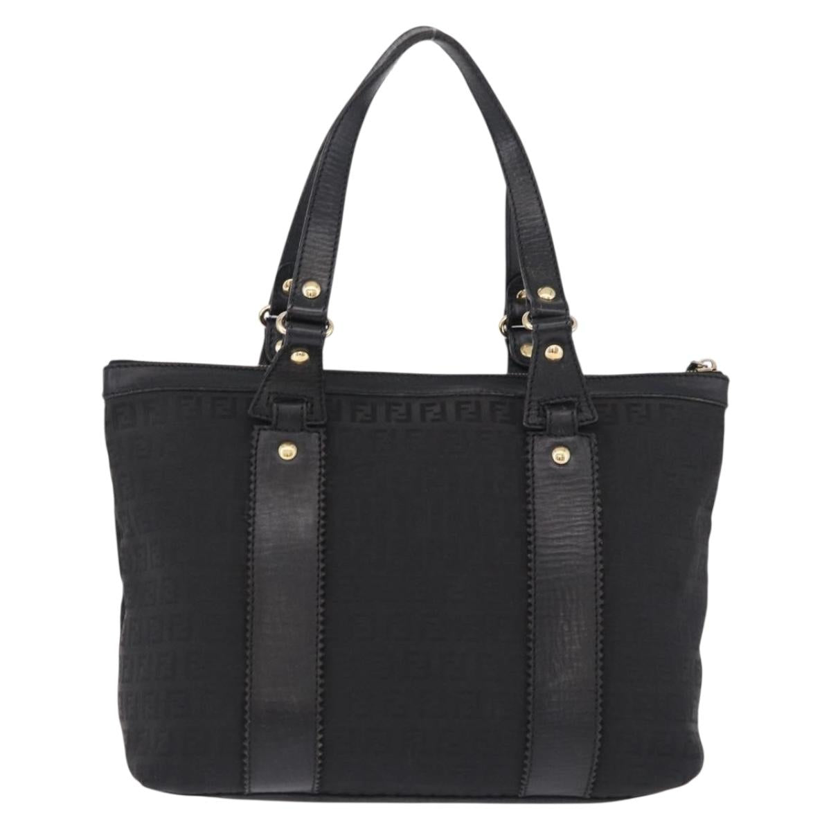 FENDI Zucchino Canvas Tote Bag Black Gold Auth ka5213 - Jerrillo image 3